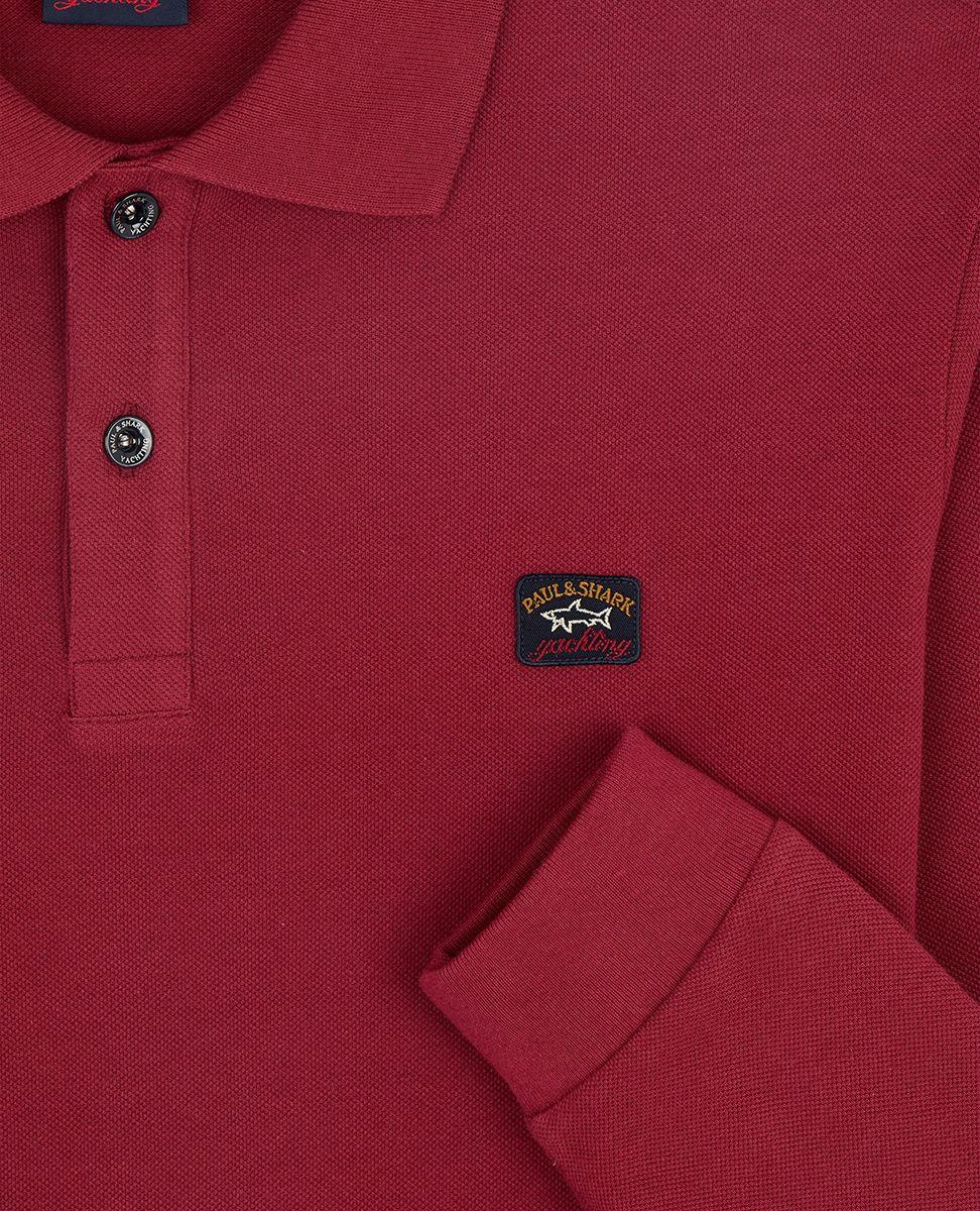 Paul Shark Paul Shark Erkek Marka Logolu Pamuklu Polo Yakalı Uzun Kollu Bordo Polo Yaka T-Shirt C0P1001-142