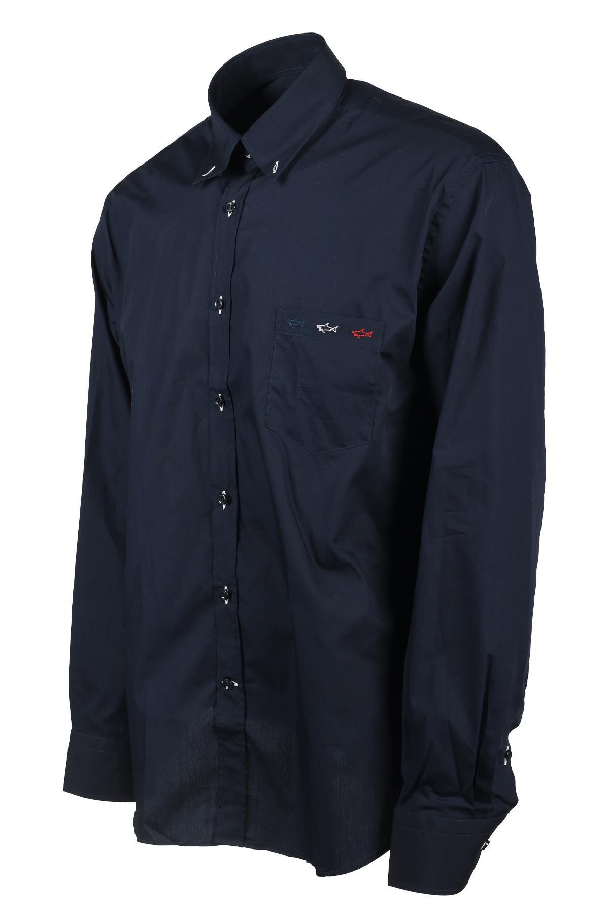 Paul Shark Paul Shark Erkek Marka Logo Detaylı Regular Fit Uzun Kollu Lacivert Gömlek I20P3161-050