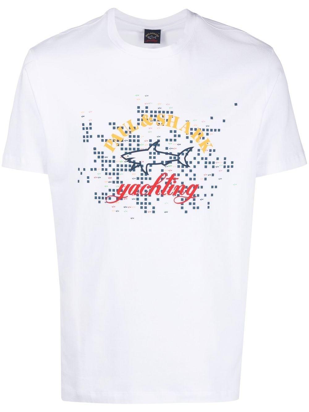 Paul Shark Paul Shark Erkek Marka Logolu Basic Bisiklet Yaka Kısa Kollu Beyaz T-Shirt 23411041-010