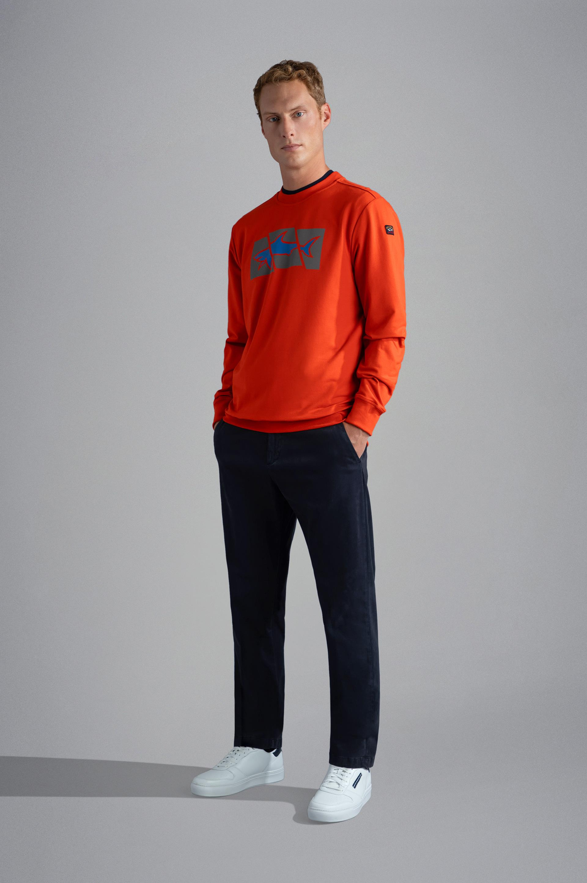 Paul Shark Paul Shark Erkek Marka Logolu Pamuklu Normal Kalıp Günlük Turuncu Sweatshirt 13311965-576