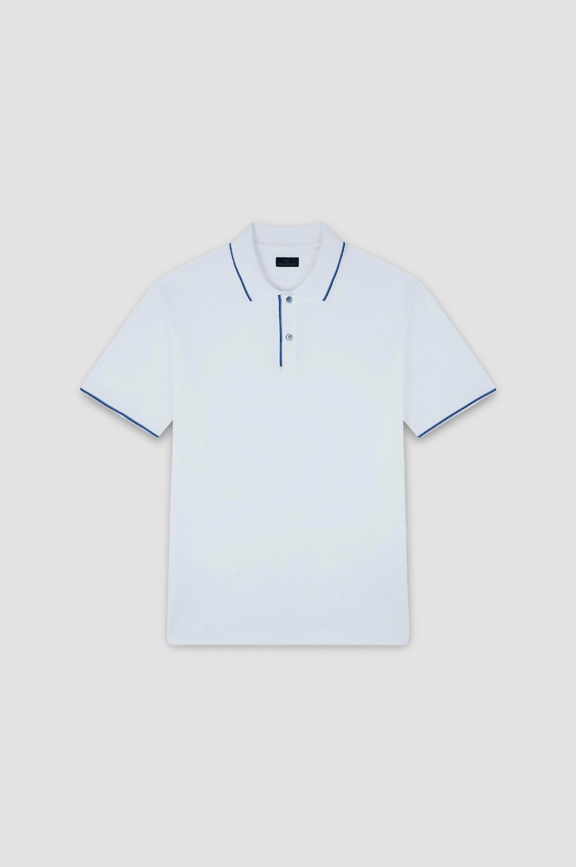 Paul Shark Paul Shark Erkek Normal Kalıp %100 Pamuklu Kısa Kollu Beyaz Polo Yaka T-Shirt 25411219-010