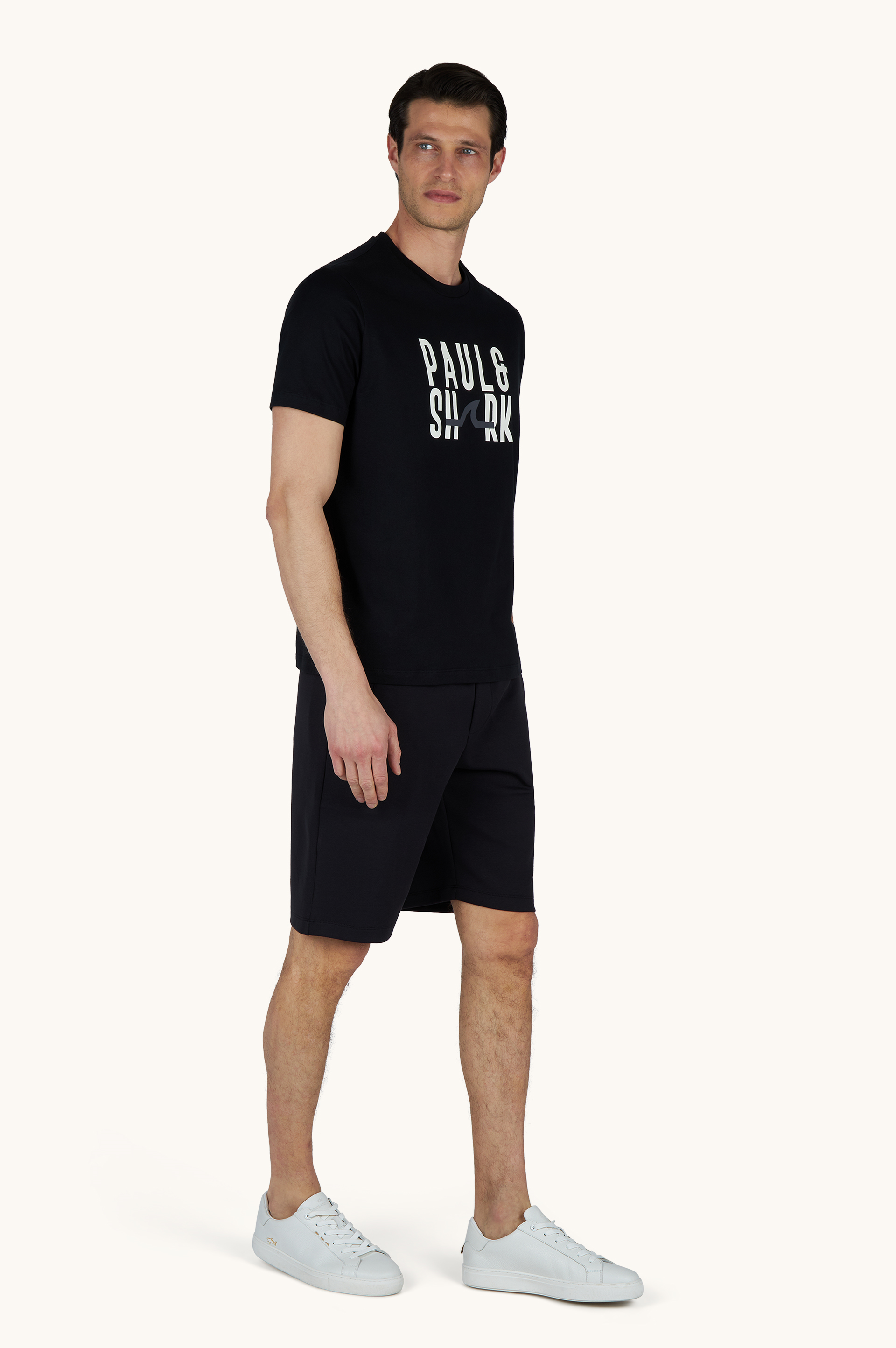 Paul Shark Paul Shark Erkek Normal Kalıp Yuvarlak Yakalı Logo Baskılı Kısa Kollu Siyah T-Shirt 26411070-011