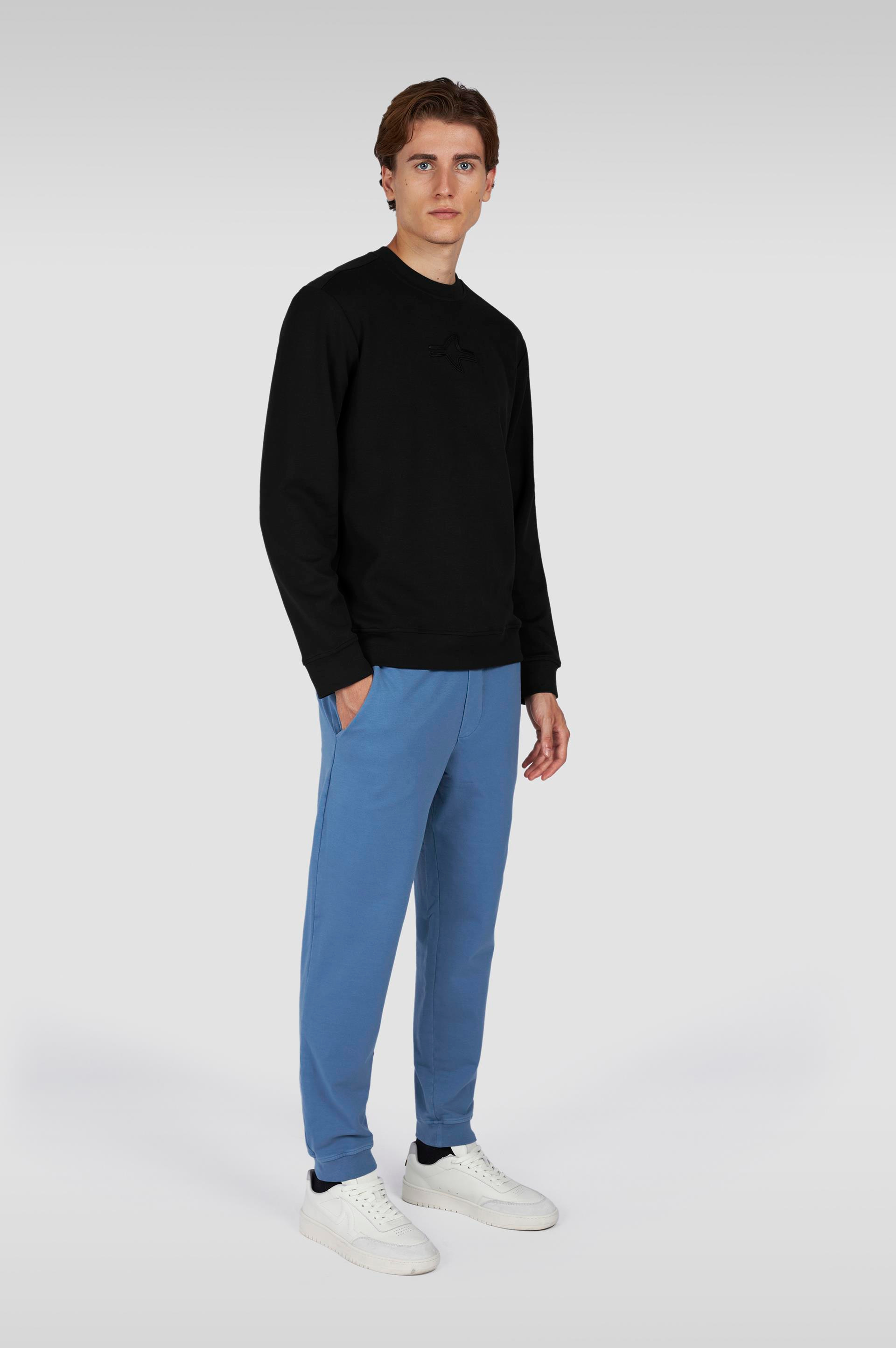 Paul Shark Paul Shark Erkek Normal Kalıp Yuvarlak Yakalı Shark Logo İşlemeli Uzun Kollu Siyah Sweatshirt 15311865A-011