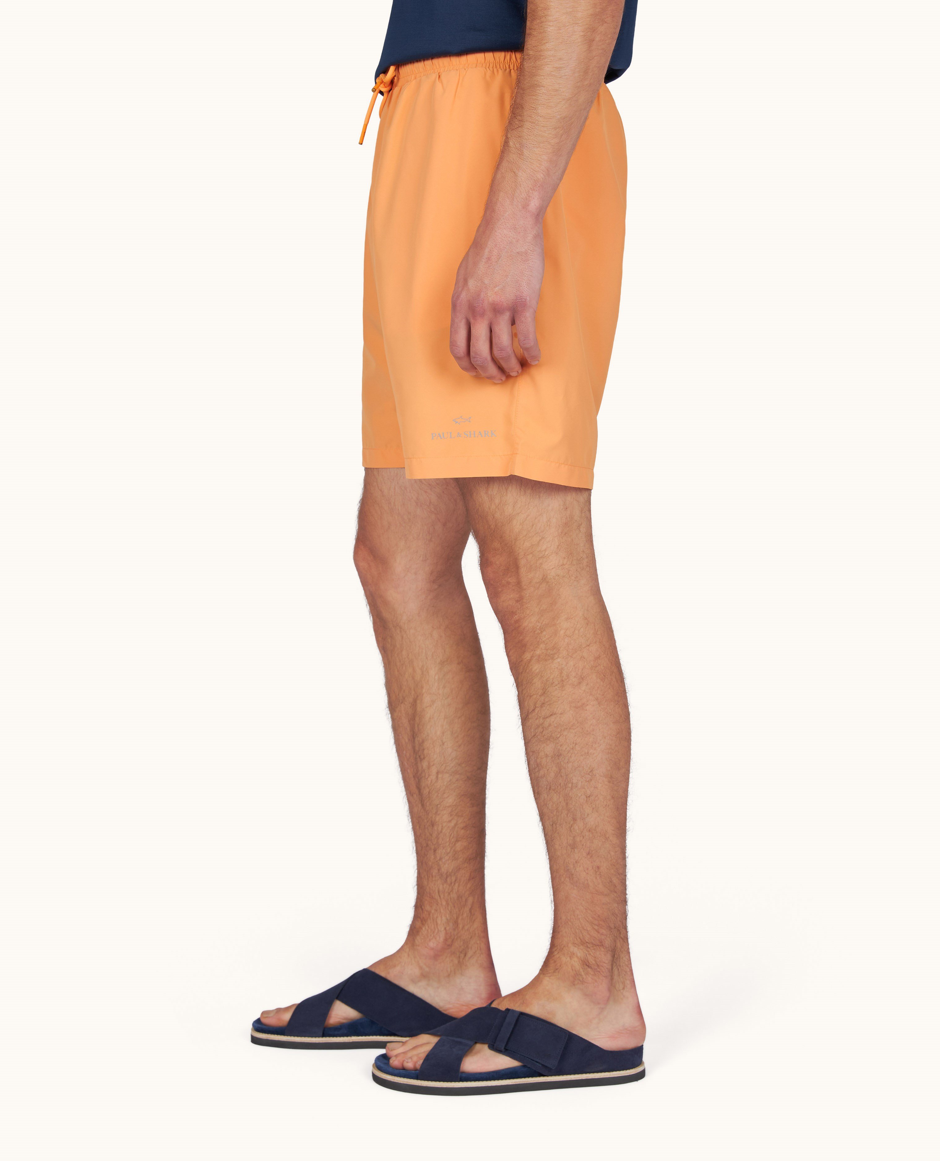 Paul Shark Paul Shark Erkek Normal Kalıp Beli Lastikli ve İp Bağlamalı Logo Detaylı Turuncu Deniz Şortu 99315000-966