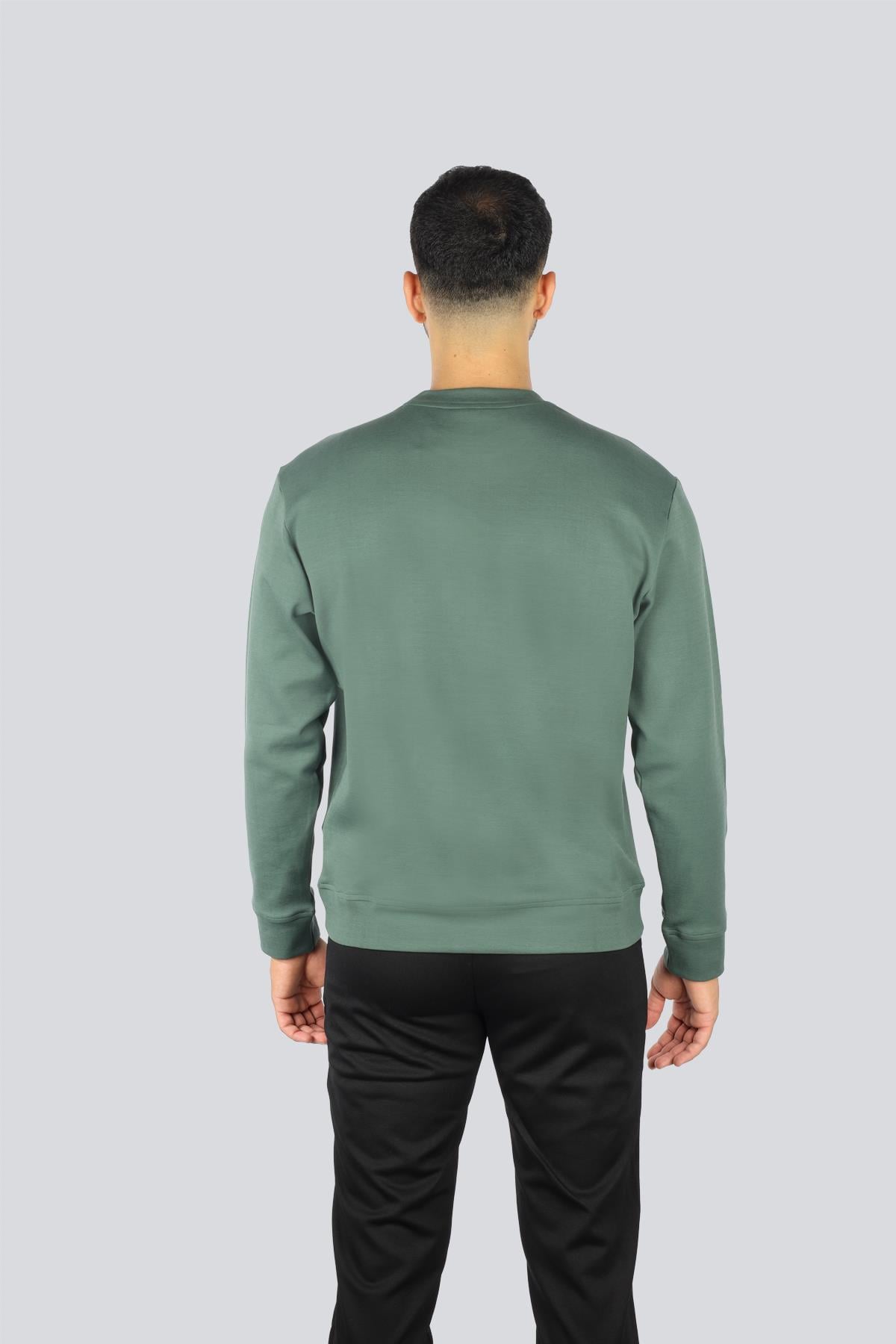 Paul Shark Paul Shark Erkek Normal Kalıp Yuvarlak Yakalı Shark Logo İşlemeli Uzun Kollu Yeşil Sweatshirt 15311865-513