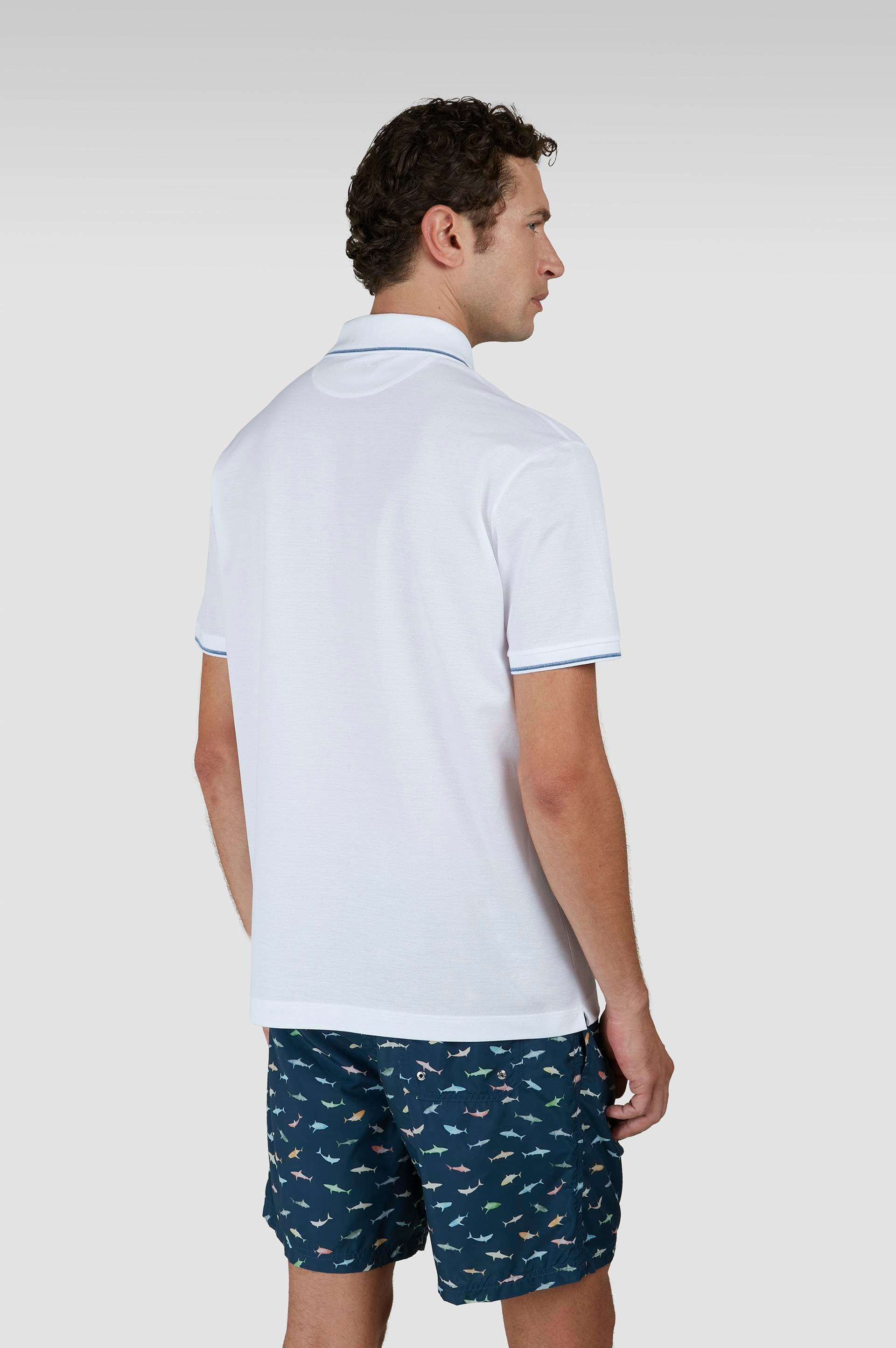 Paul Shark Paul Shark Erkek Normal Kalıp %100 Pamuklu Kısa Kollu Beyaz Polo Yaka T-Shirt 25411219-010