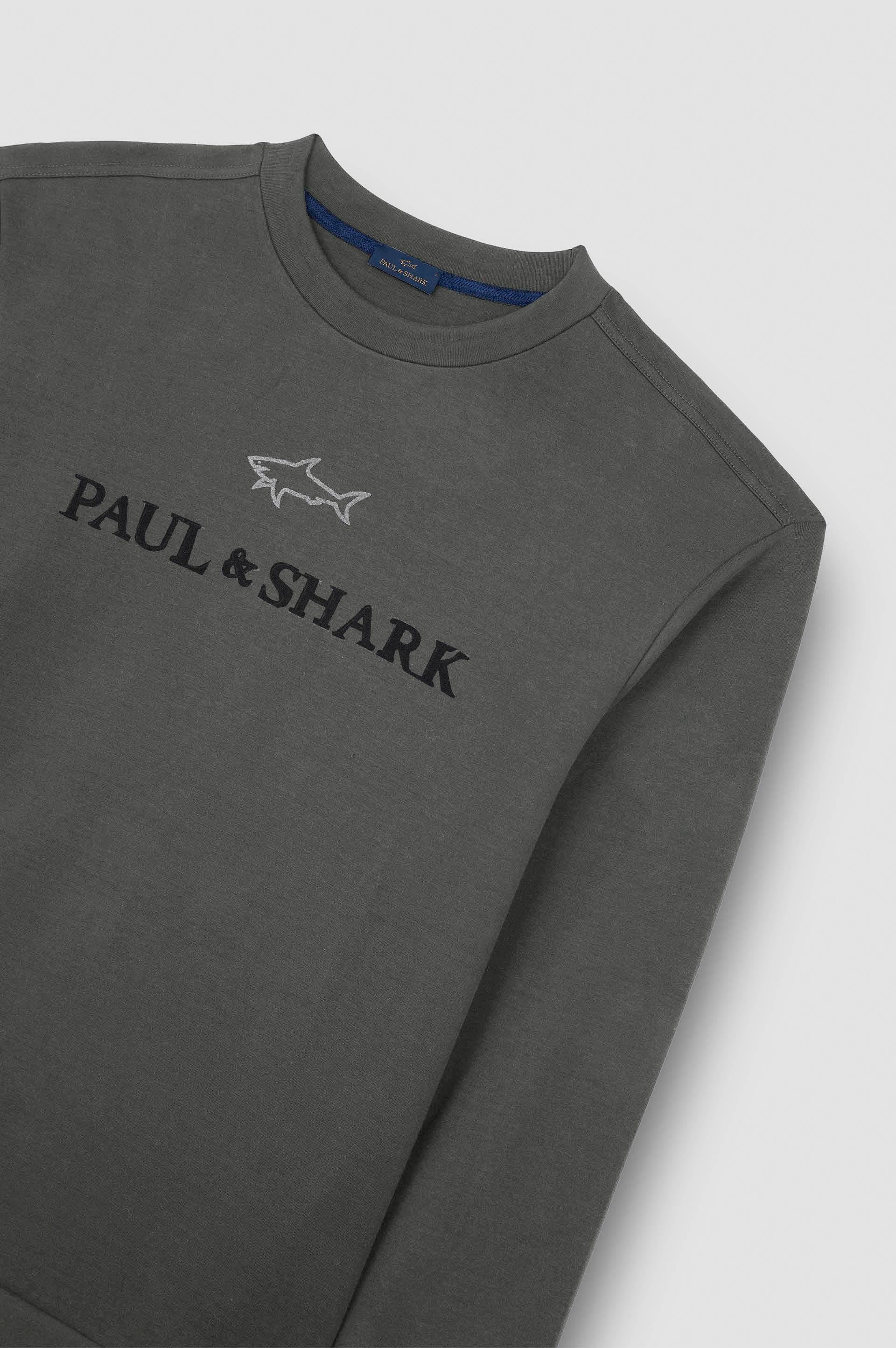 Paul Shark Paul Shark Erkek Normal Kalıp Logo İşlemeli Uzun Kollu Pamuklu Kahverengi Sweatshirt 15311845-365