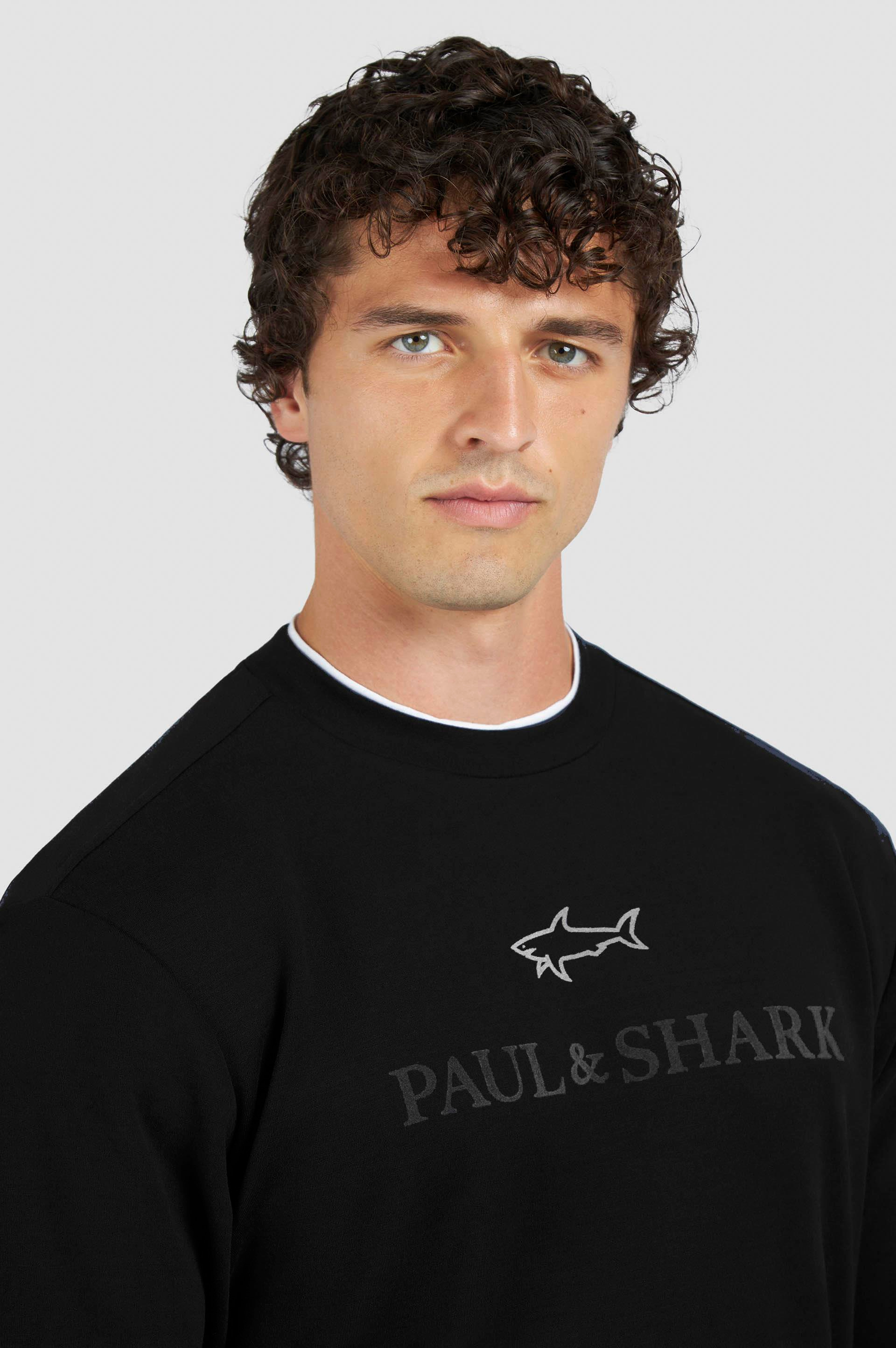 Paul Shark Paul Shark Erkek Normal Kalıp Logo İşlemeli Uzun Kollu Pamuklu Siyah Sweatshirt 15311845-011