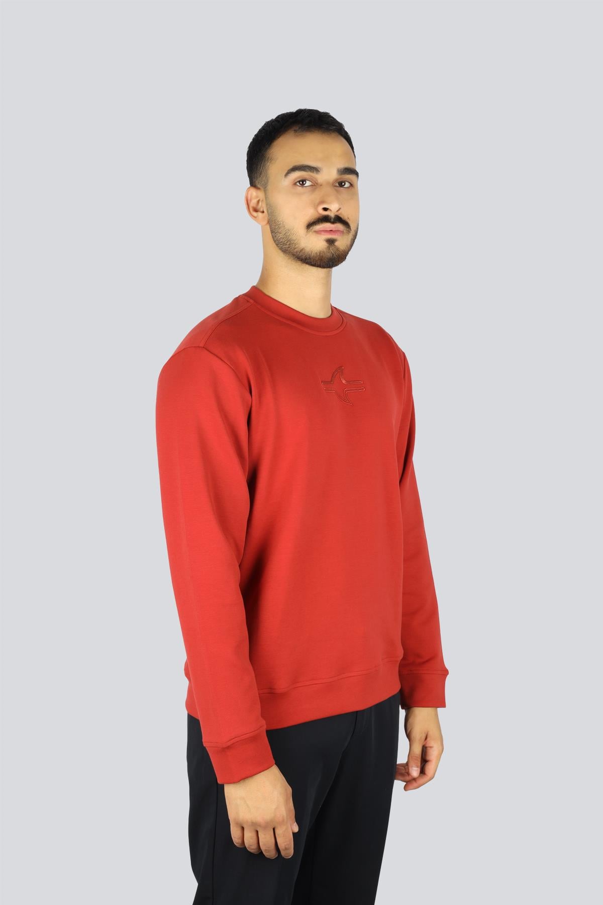 Paul Shark Paul Shark Erkek Normal Kalıp Yuvarlak Yakalı Shark Logo İşlemeli Uzun Kollu Kırmızı Sweatshirt 15311865-636