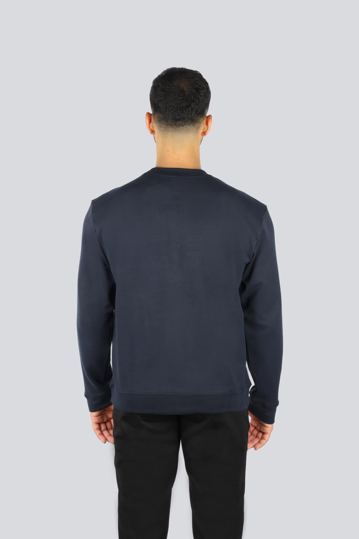 Paul Shark Paul Shark Erkek Normal Kalıp Logo Desenli Yuvarlak Yakalı Pamuklu Uzun Kollu Lacivert Sweatshirt 15311861-050