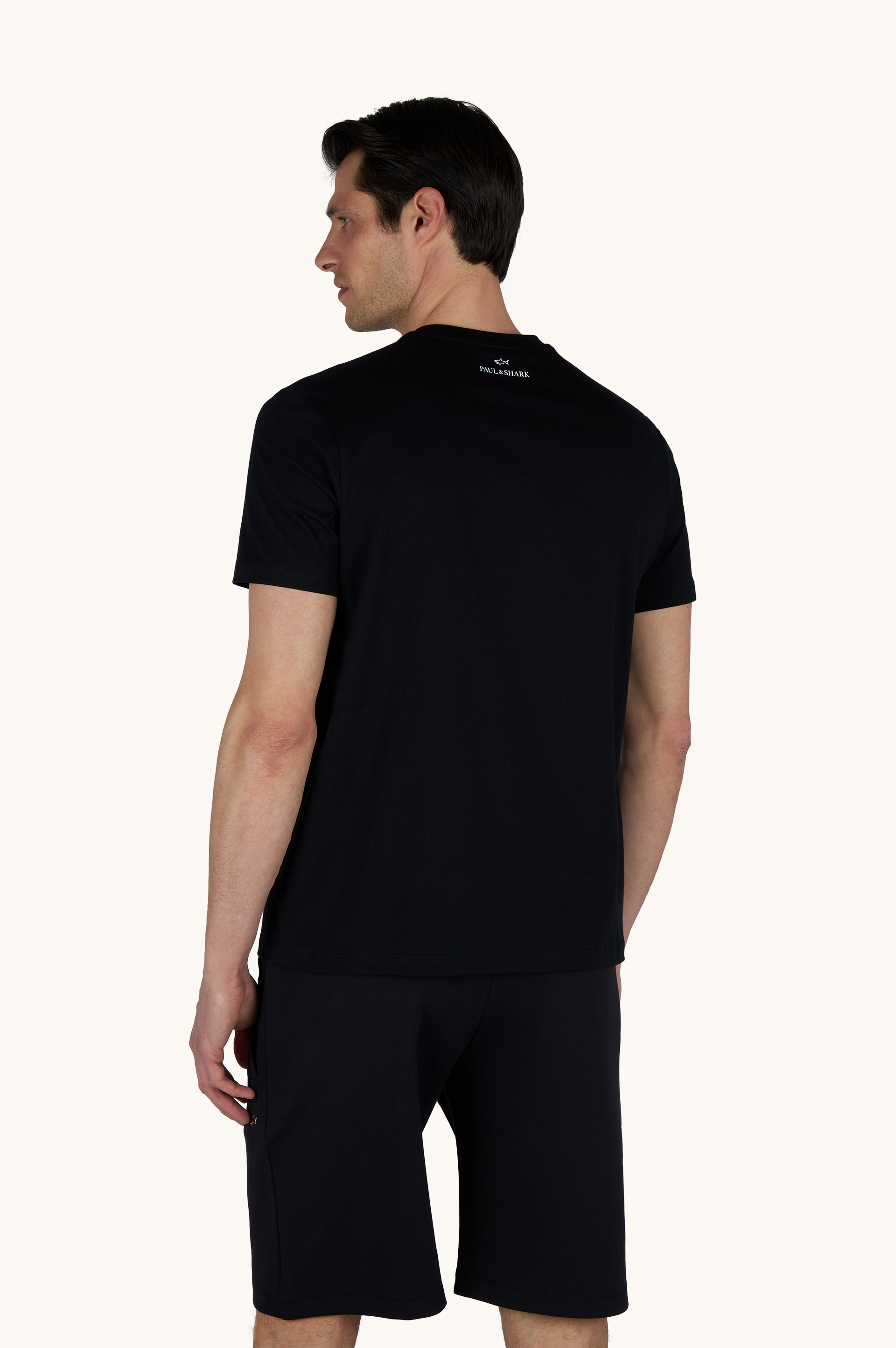 Paul Shark Paul Shark Erkek Normal Kalıp Yuvarlak Yakalı Logo Baskılı Kısa Kollu Siyah T-Shirt 26411070-011