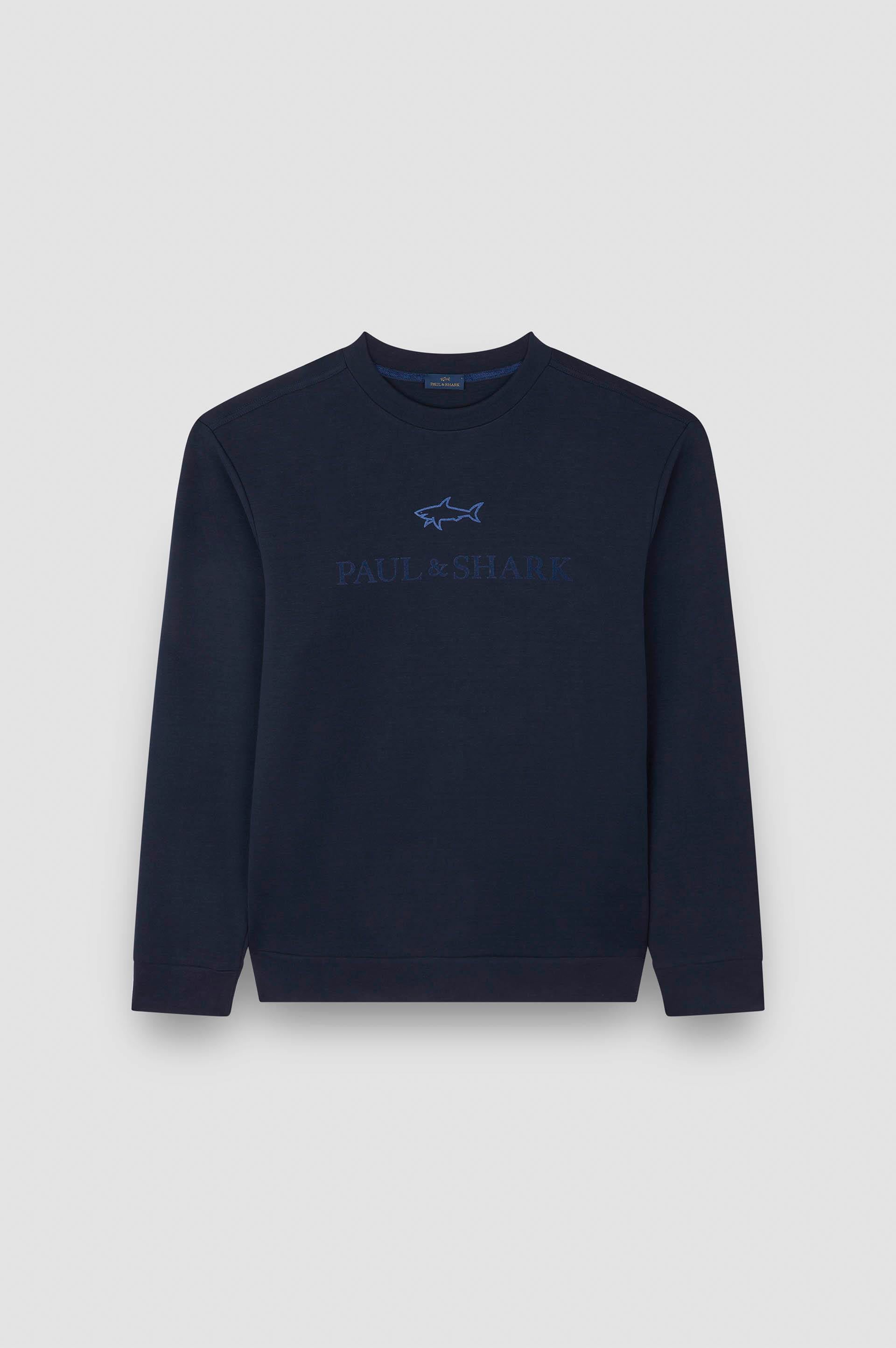 Paul Shark Paul Shark Erkek Normal Kalıp Logo İşlemeli Uzun Kollu Pamuklu Lacivert Sweatshirt 15311845-050