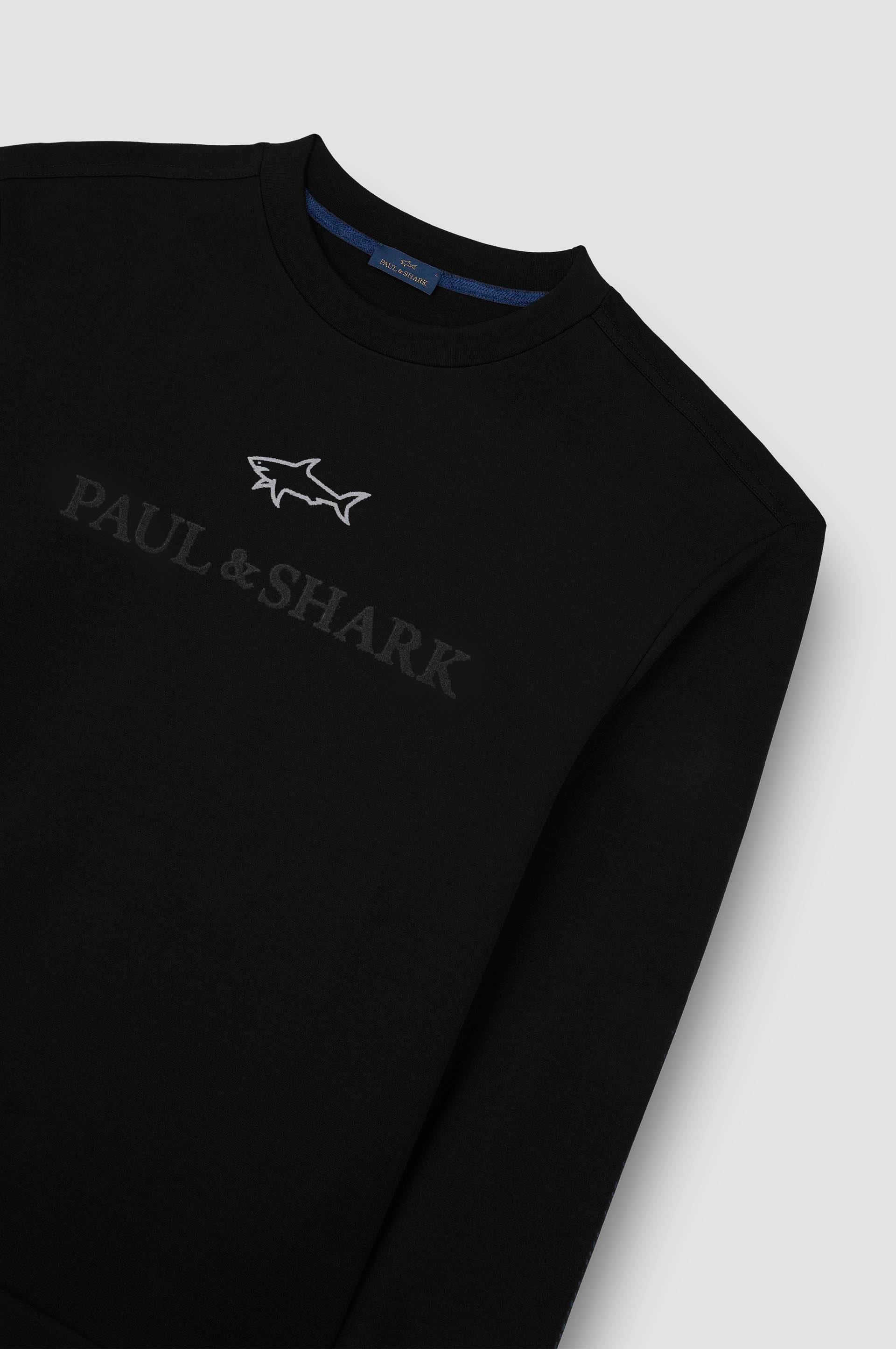 Paul Shark Paul Shark Erkek Normal Kalıp Logo İşlemeli Uzun Kollu Pamuklu Siyah Sweatshirt 15311845-011