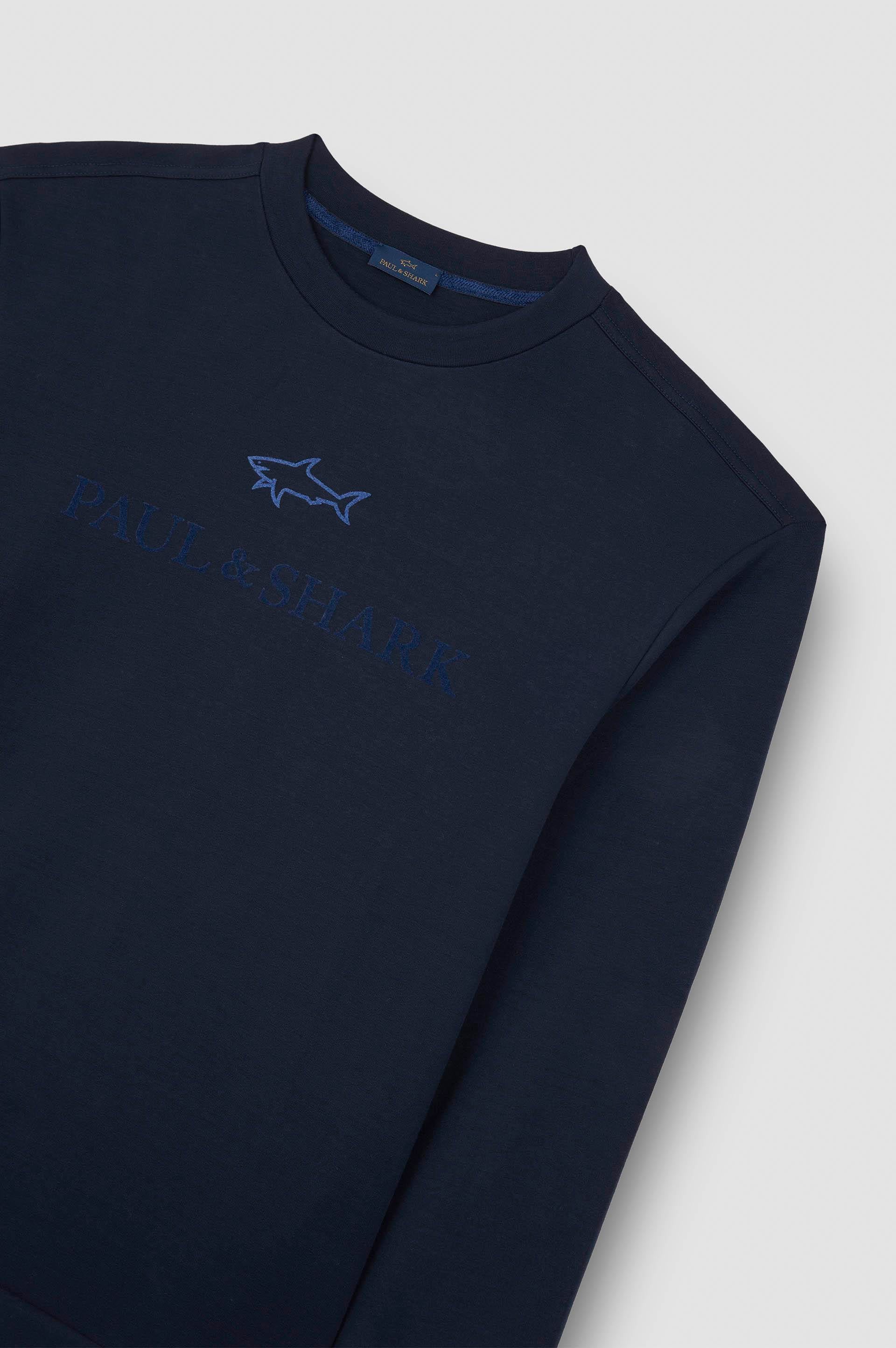 Paul Shark Paul Shark Erkek Normal Kalıp Logo İşlemeli Uzun Kollu Pamuklu Lacivert Sweatshirt 15311845-050