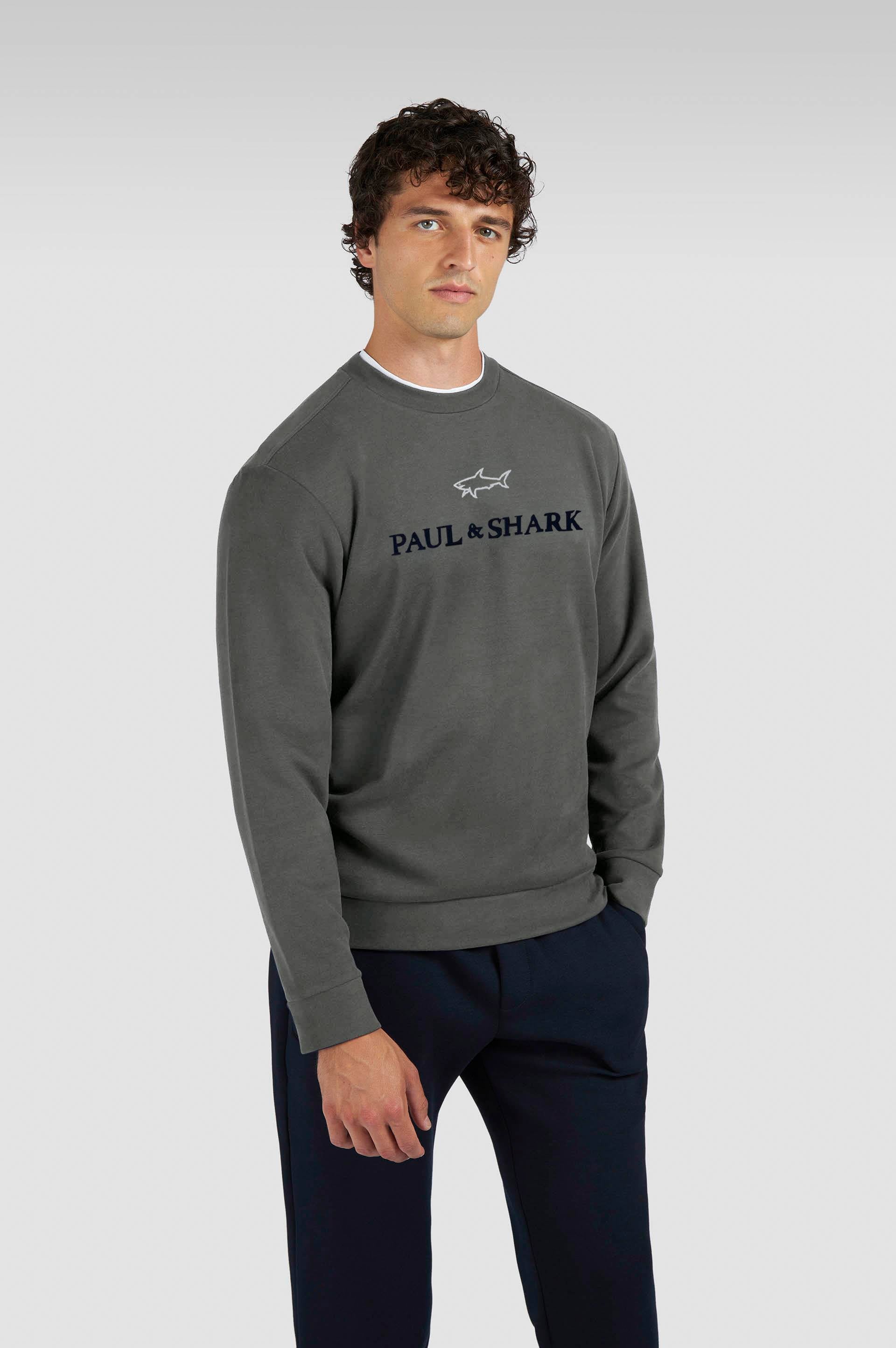 Paul Shark Paul Shark Erkek Normal Kalıp Logo İşlemeli Uzun Kollu Pamuklu Kahverengi Sweatshirt 15311845-365