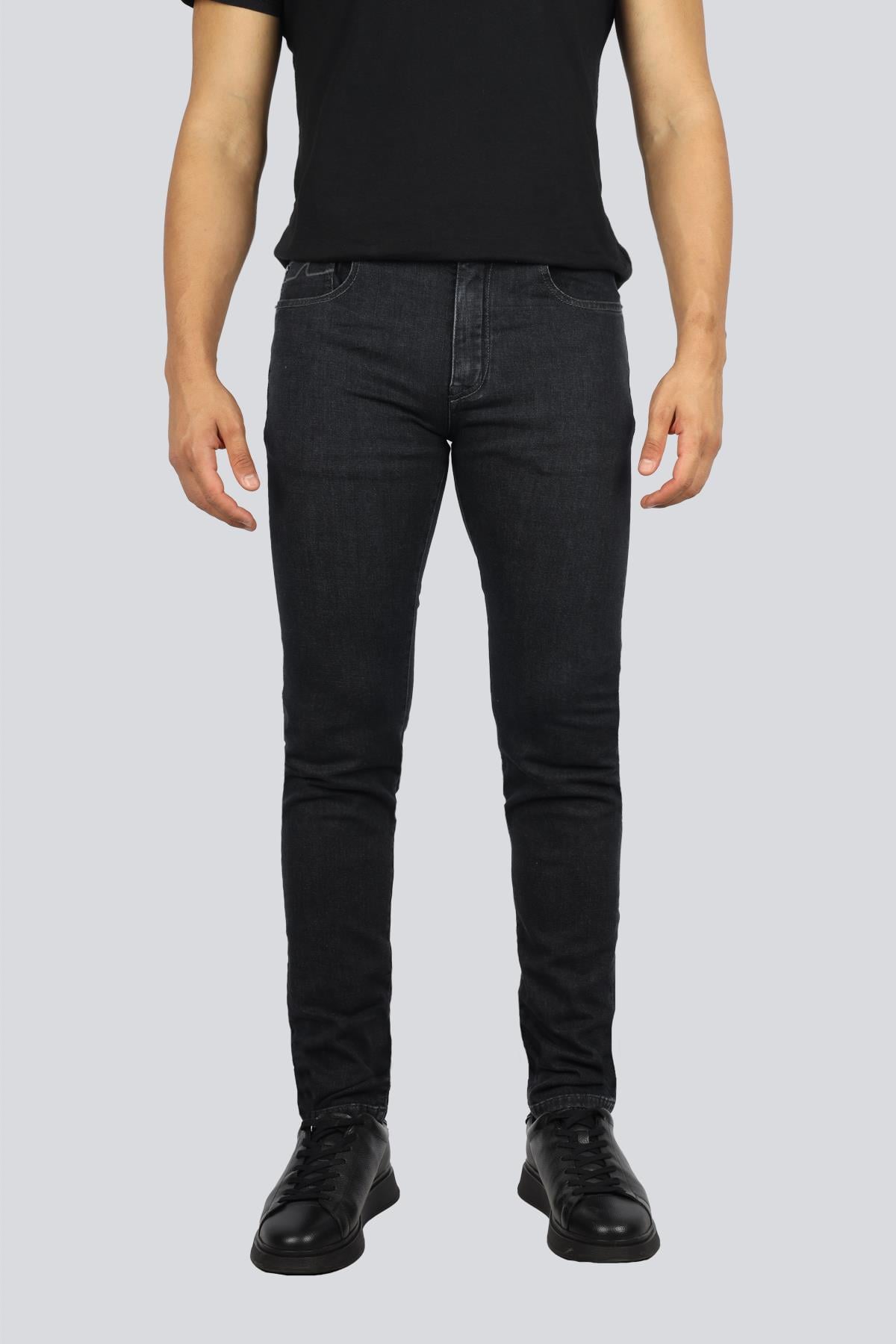 Paul Shark Paul Shark Erkek Normal Kalıp Düz Paça Pamuklu Denim Gri Jeans 15314106-J09