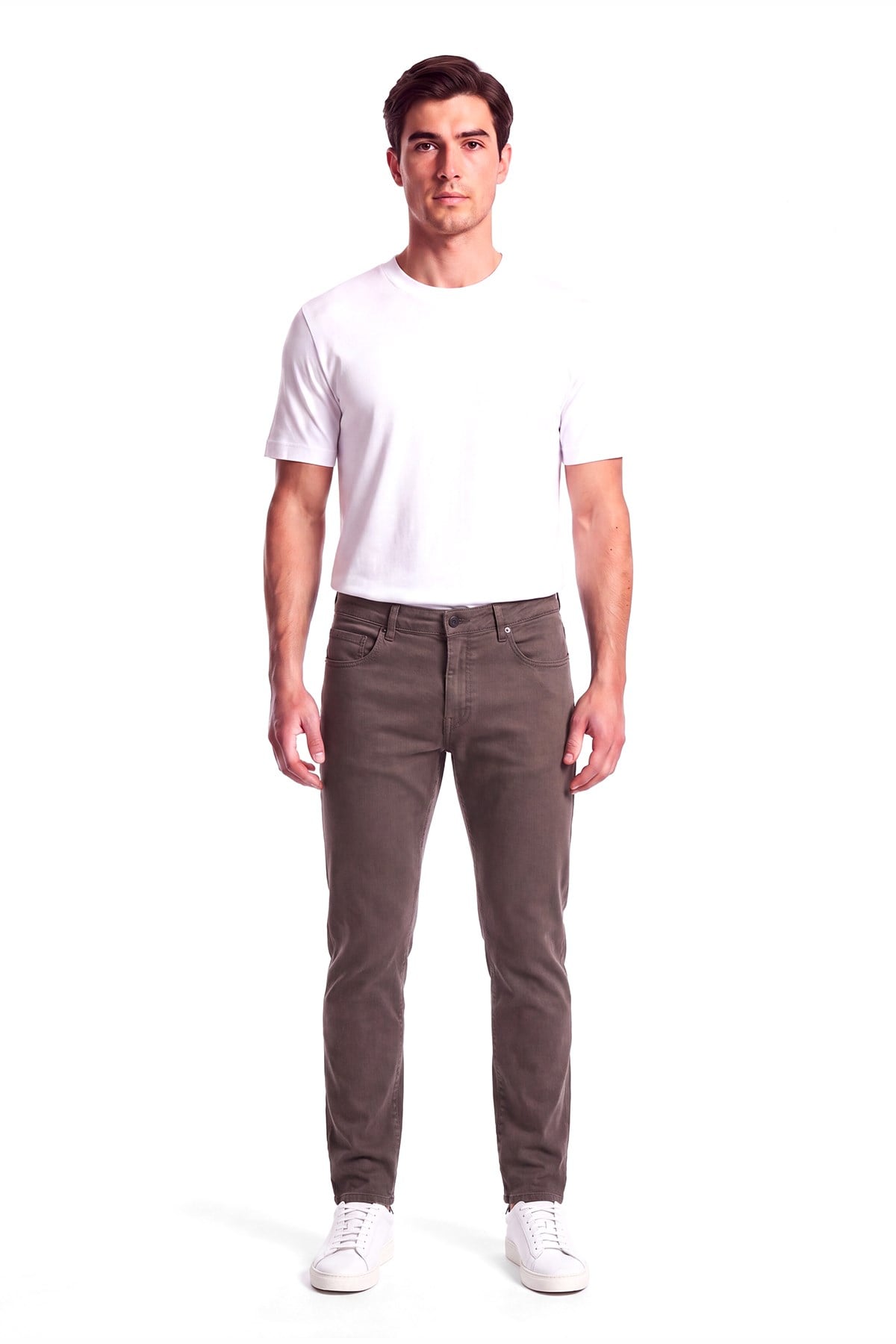 Paul Shark Paul Shark Erkek Normal Kalıp Pamuklu Düz Paça Esnek Denim Kahverengi Jeans 16314174-306
