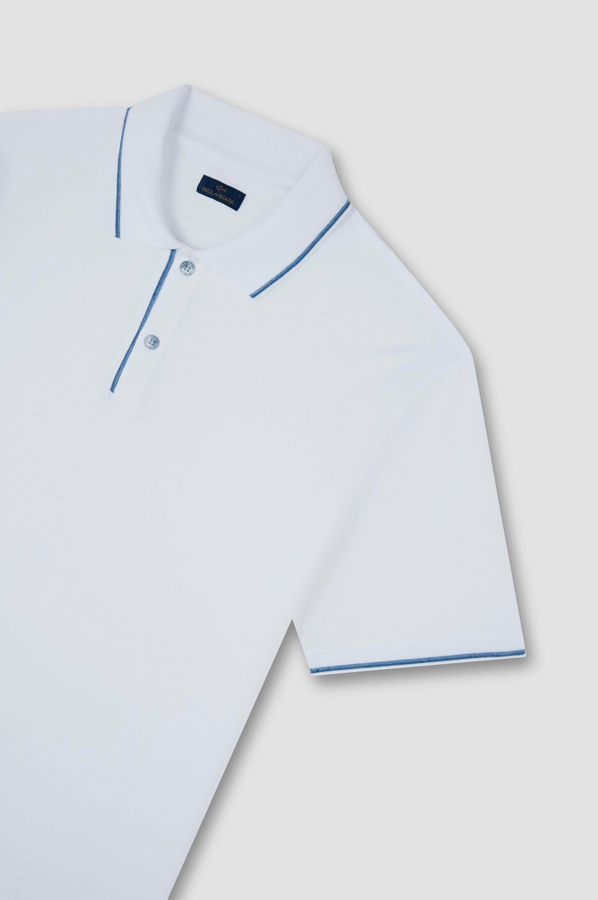 Paul Shark Paul Shark Erkek Normal Kalıp %100 Pamuklu Kısa Kollu Beyaz Polo Yaka T-Shirt 25411219-010