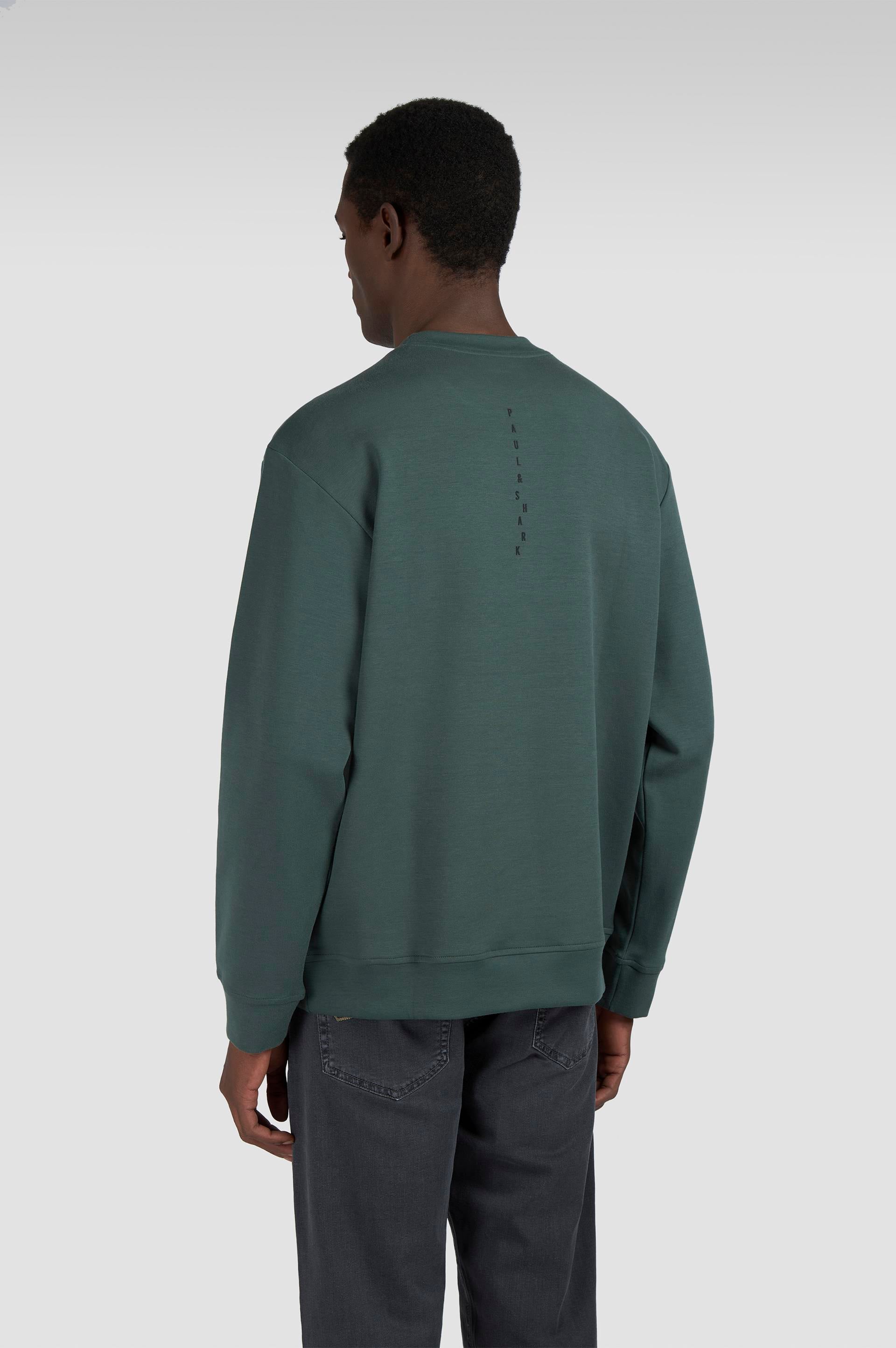 Paul Shark Paul Shark Erkek Normal Kalıp Logo Desenli Yuvarlak Yakalı Pamuklu Uzun Kollu Yeşil Sweatshirt 15311861-513