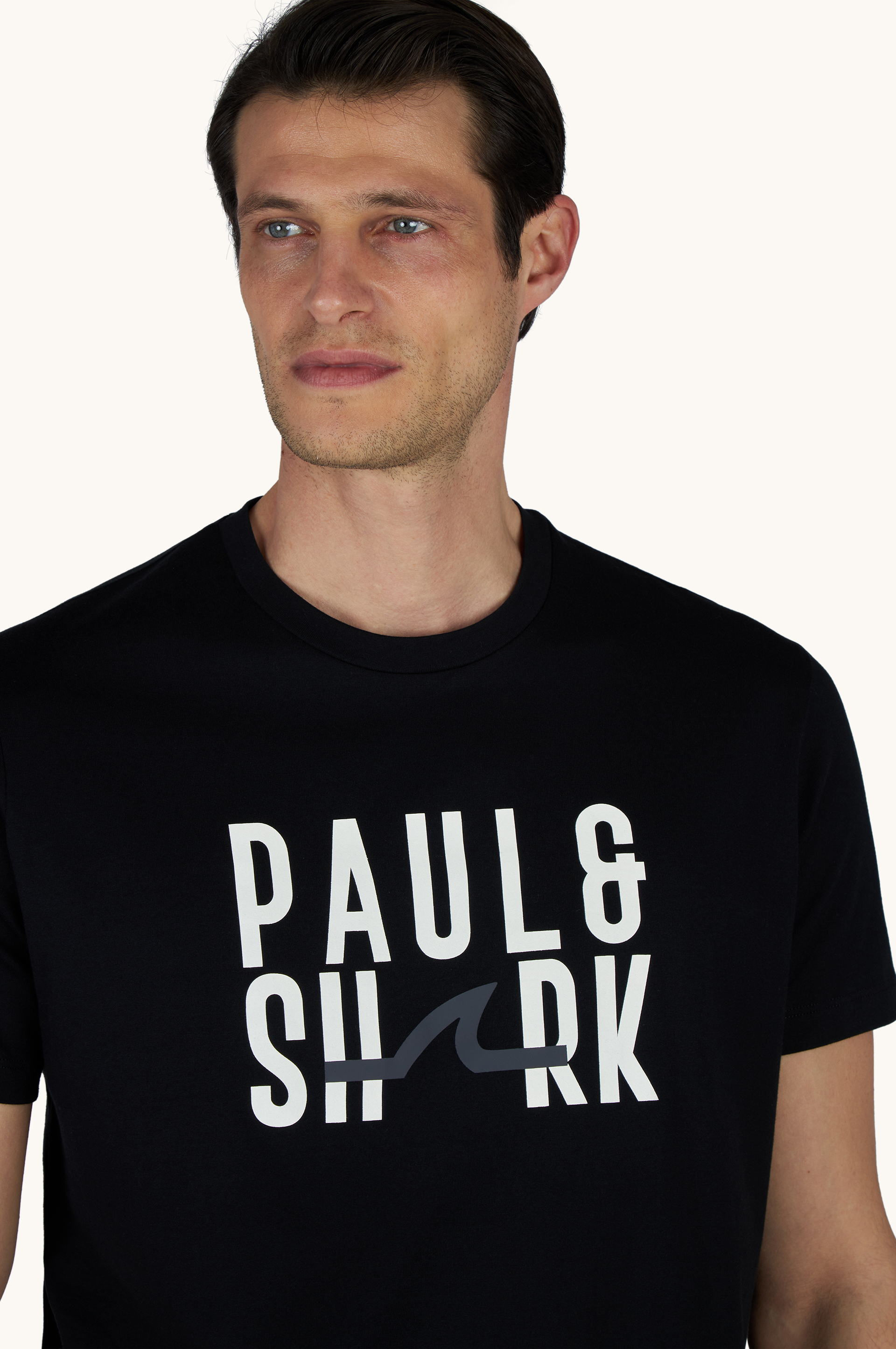 Paul Shark Paul Shark Erkek Normal Kalıp Yuvarlak Yakalı Logo Baskılı Kısa Kollu Siyah T-Shirt 26411070-011