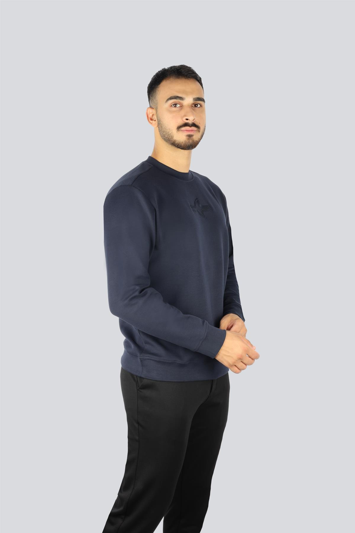 Paul Shark Paul Shark Erkek Normal Kalıp Yuvarlak Yakalı Shark Logo İşlemeli Uzun Kollu Lacivert Sweatshirt 15311865A-050