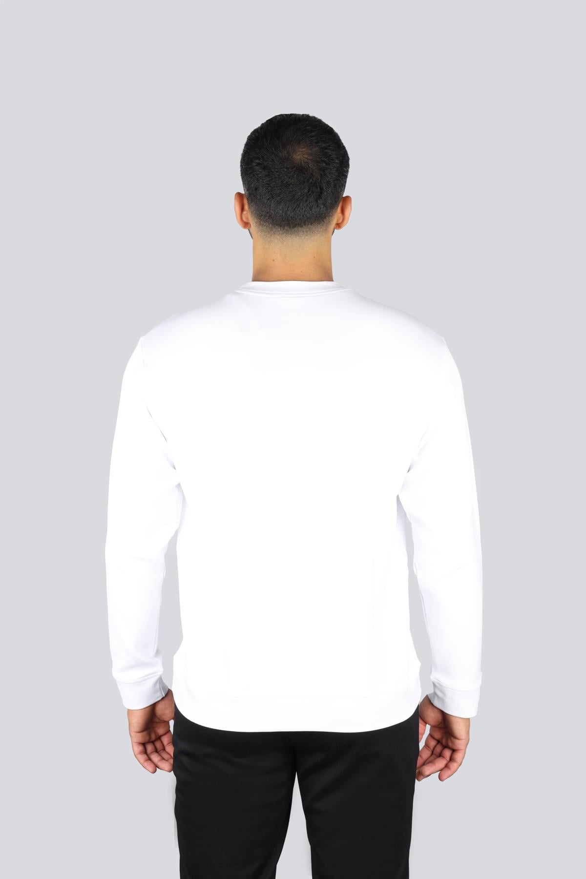 Paul Shark Paul Shark Erkek Normal Kalıp Yuvarlak Yakalı Shark Logo İşlemeli Uzun Kollu Beyaz Sweatshirt 15311865-010