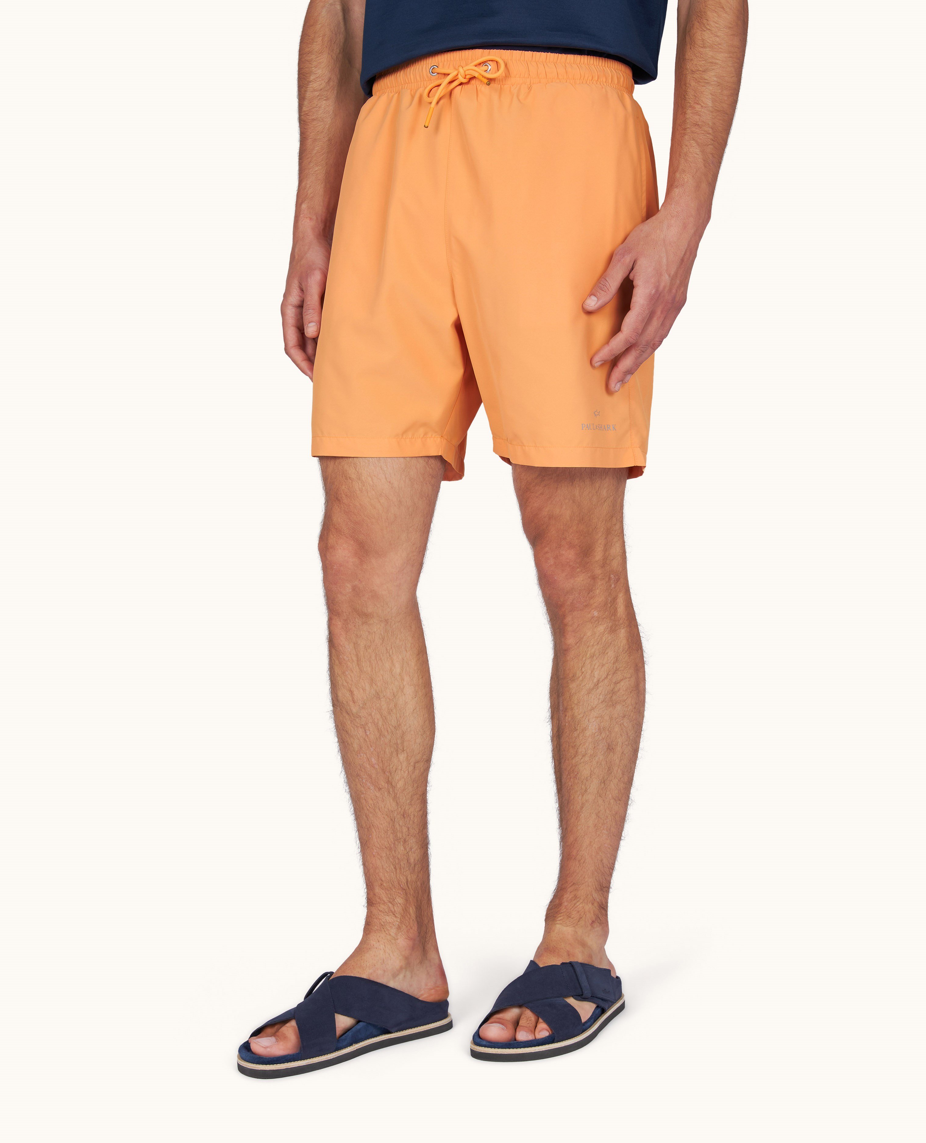 Paul Shark Paul Shark Erkek Normal Kalıp Beli Lastikli ve İp Bağlamalı Logo Detaylı Turuncu Deniz Şortu 99315000-966