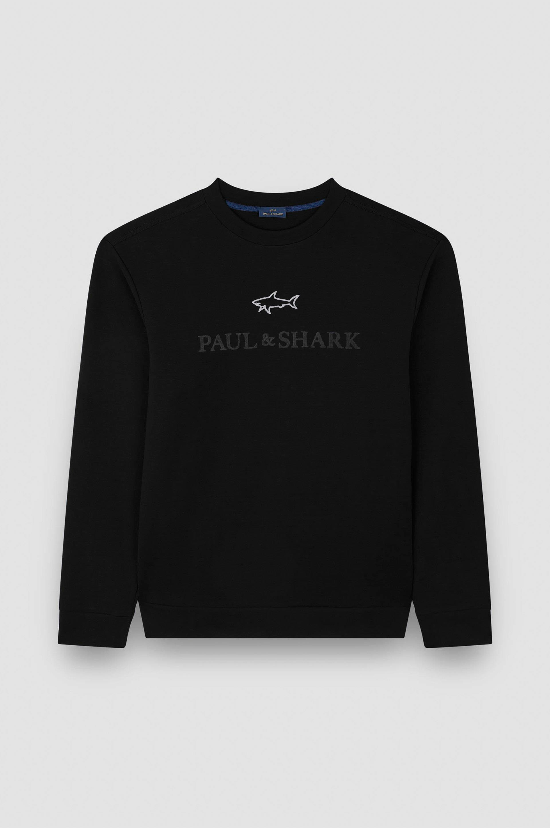 Paul Shark Paul Shark Erkek Normal Kalıp Logo İşlemeli Uzun Kollu Pamuklu Siyah Sweatshirt 15311845-011