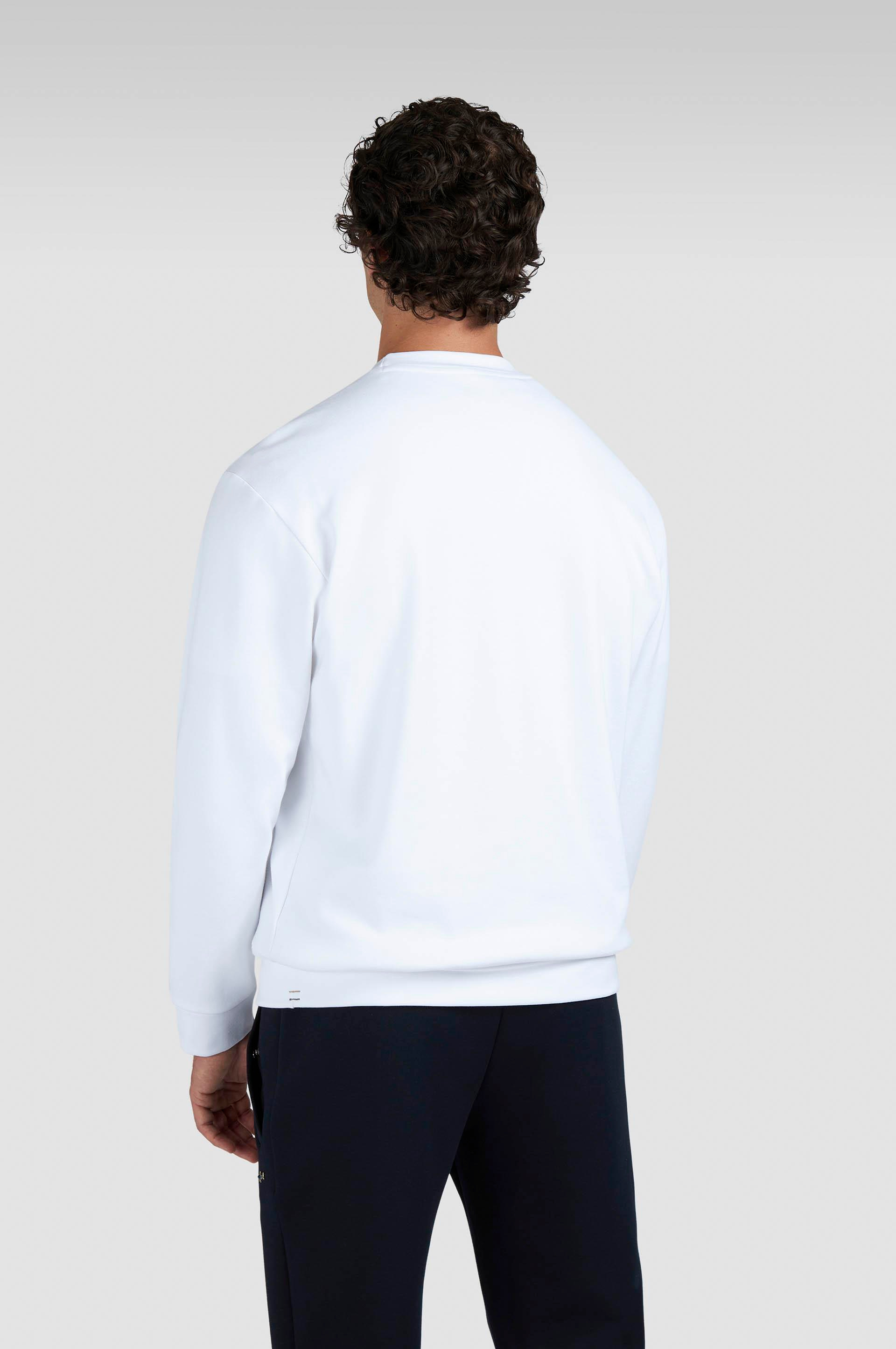 Paul Shark Paul Shark Erkek Normal Kalıp Logo İşlemeli Uzun Kollu Pamuklu Beyaz Sweatshirt 15311845-965