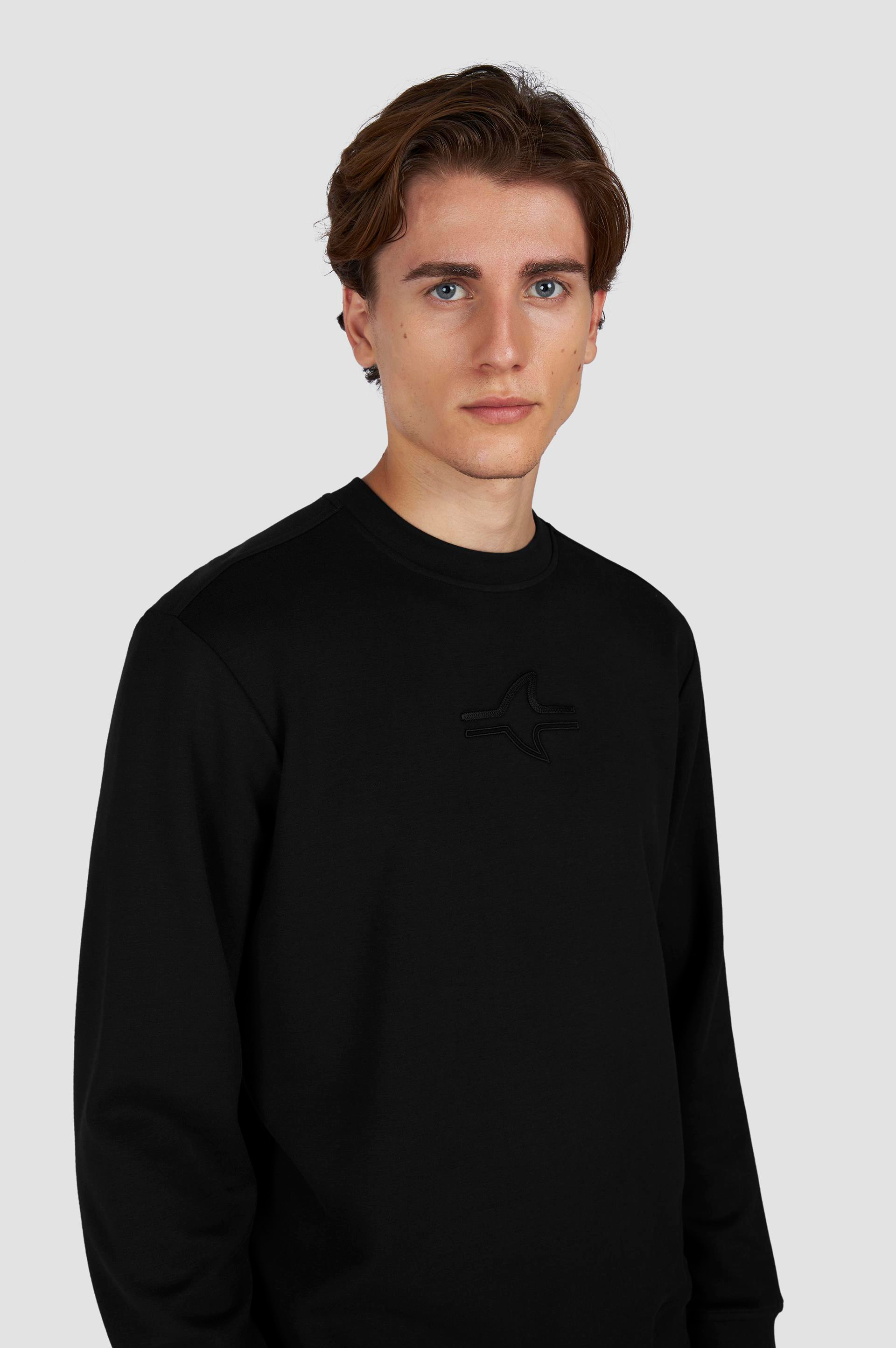 Paul Shark Paul Shark Erkek Normal Kalıp Yuvarlak Yakalı Shark Logo İşlemeli Uzun Kollu Siyah Sweatshirt 15311865A-011