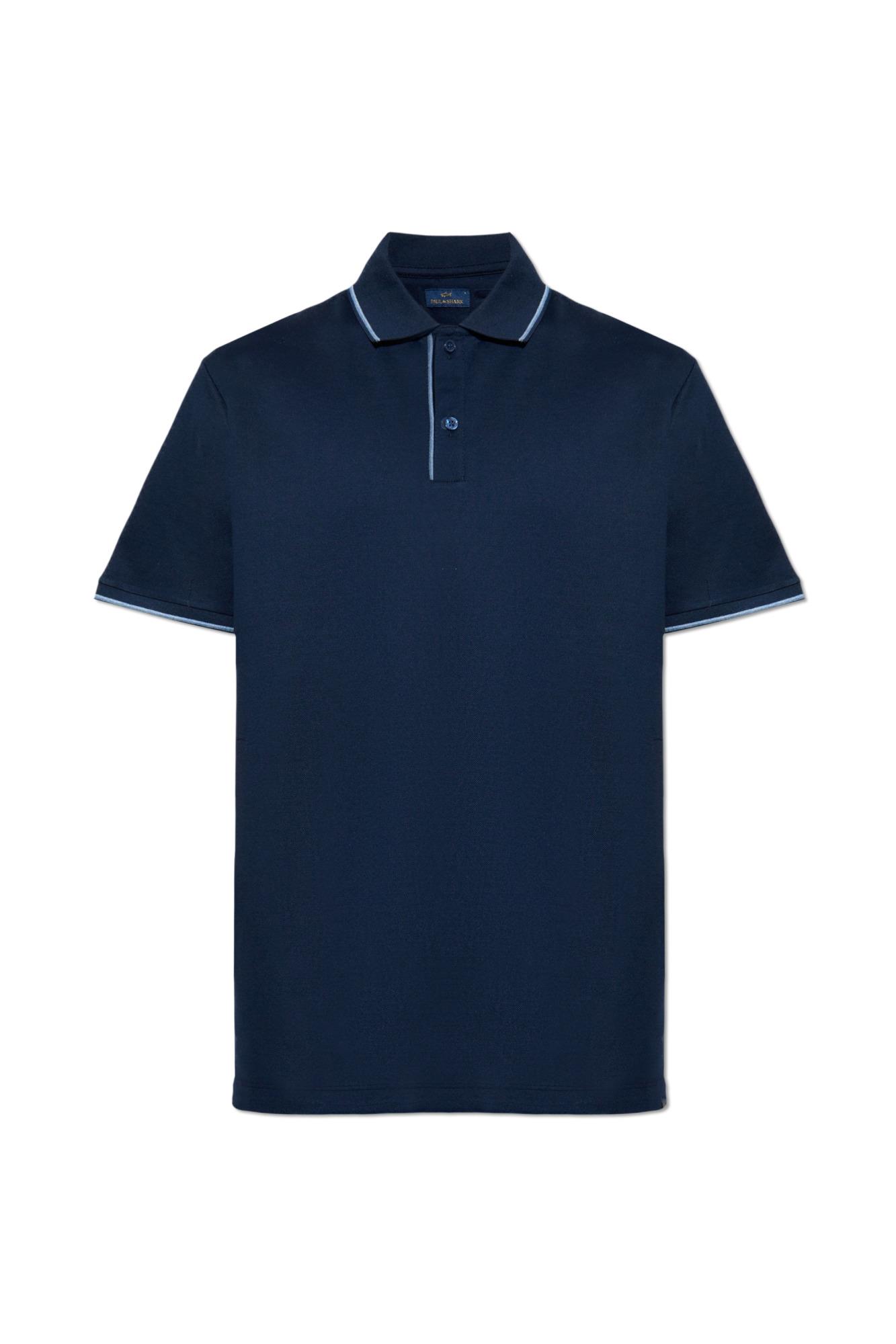 Paul Shark Paul Shark Erkek Normal Kalıp %100 Pamuklu Kısa Kollu Lacivert Polo Yaka T-Shirt 25411219-013