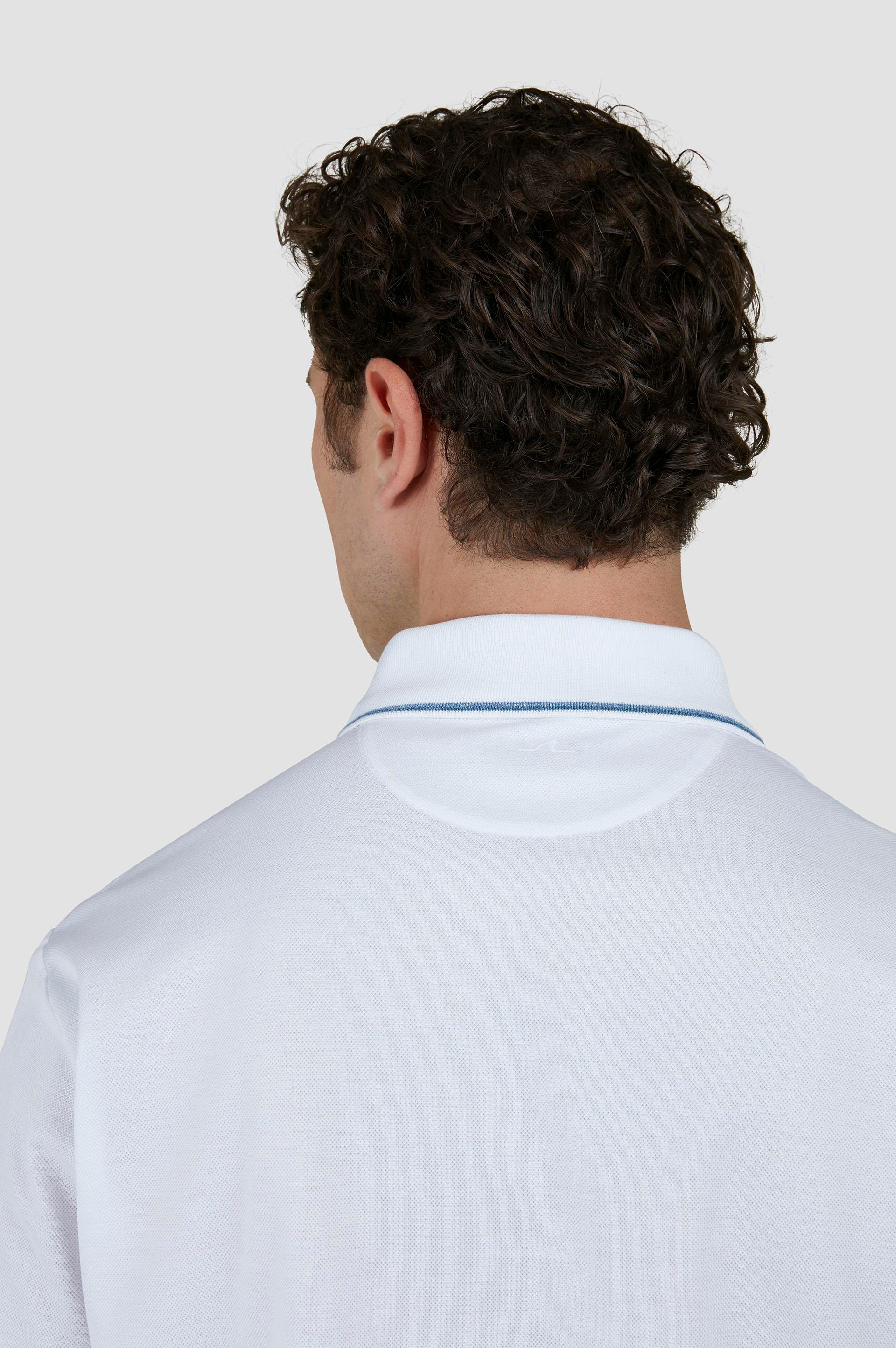 Paul Shark Paul Shark Erkek Normal Kalıp %100 Pamuklu Kısa Kollu Beyaz Polo Yaka T-Shirt 25411219-010