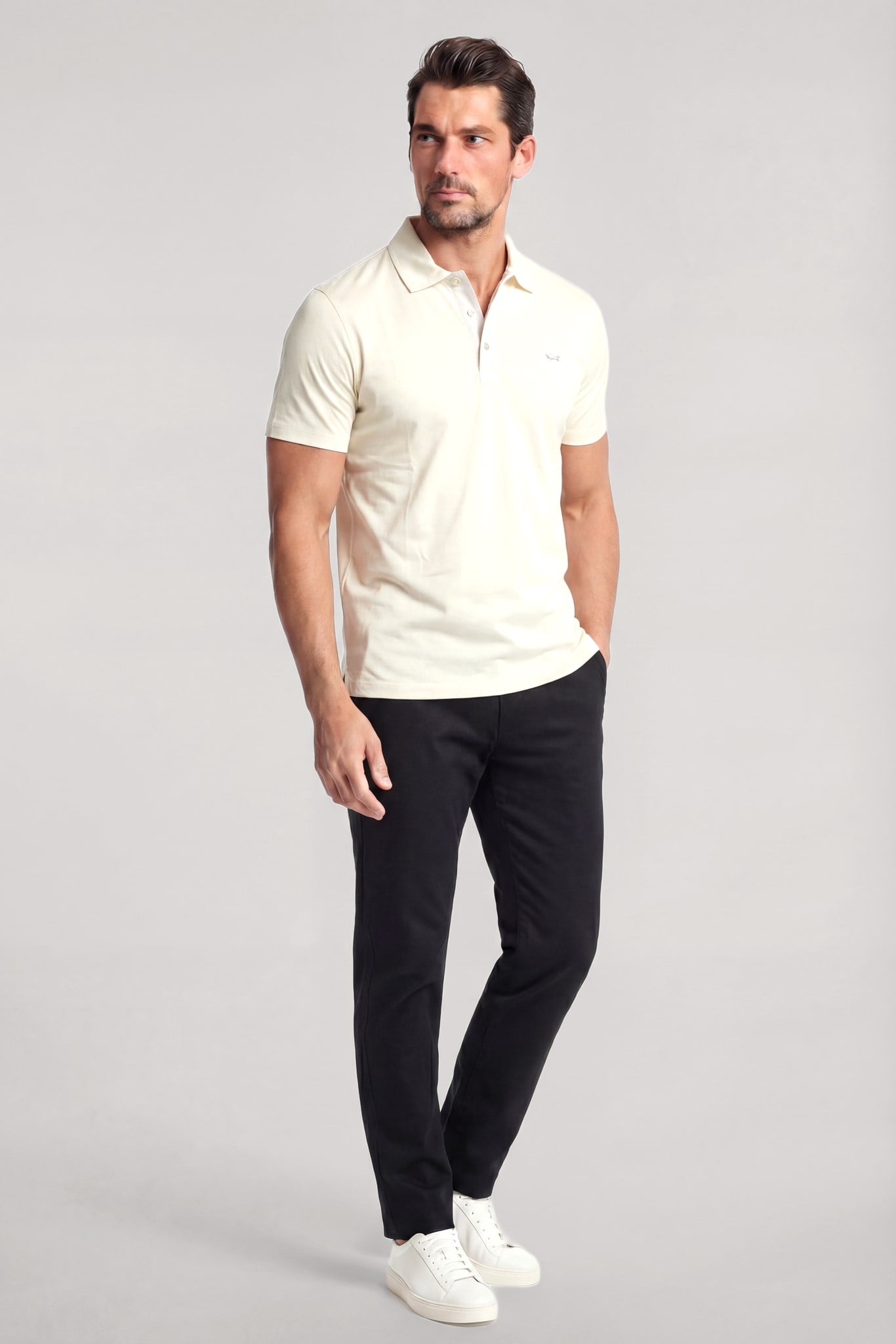 Paul Shark Paul Shark Erkek Normal Kesim Metalik Logo Detaylı Pamuklu Kısa Kollu Beyaz Polo Yaka T-Shirt 26411232SM-108