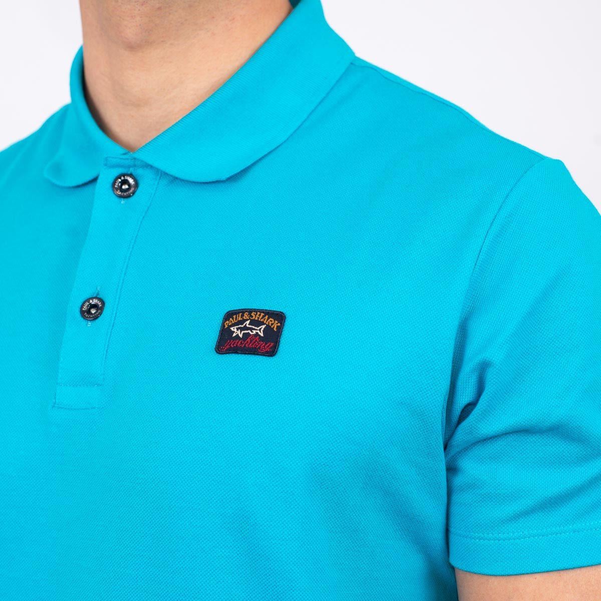 Paul Shark Paul Shark Erkek Pamuklu Kısa Kollu Günlük Mavi Polo Yaka T-Shirt COP1000-522