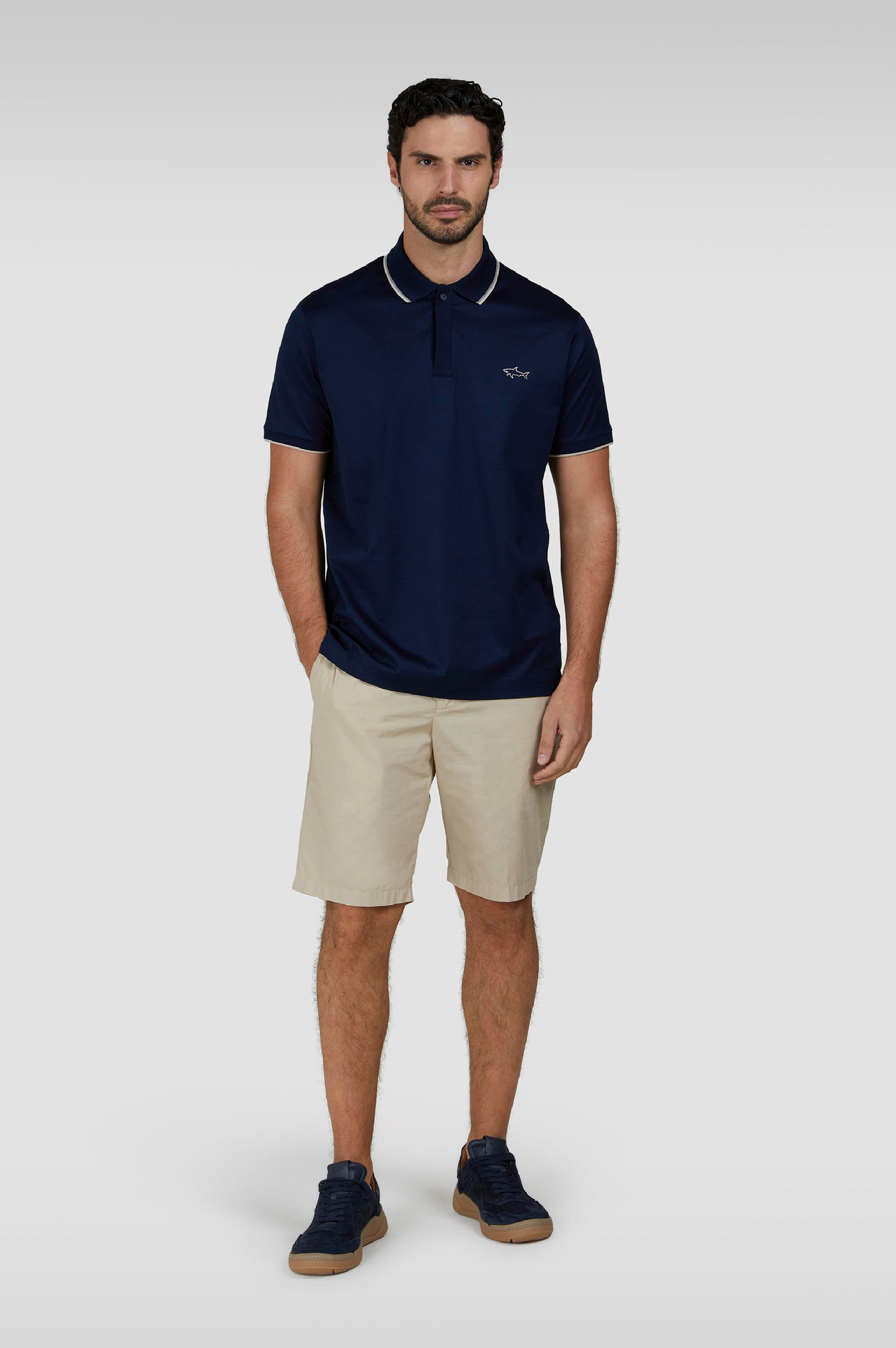 Paul Shark Paul Shark Erkek Pamuklu Marka Logolu Kısa Kollu Polo Yaka Lacivert Polo Yaka T-Shirt 25411301-013