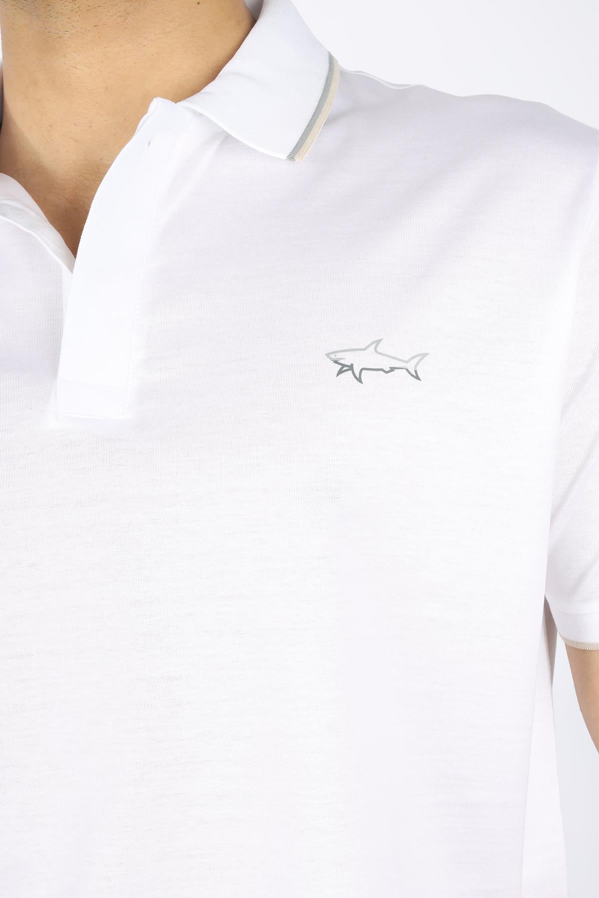 Paul Shark Paul Shark Erkek Pamuklu Marka Logolu Kısa Kollu Polo Yaka Beyaz Polo Yaka T-Shirt 25411301-010