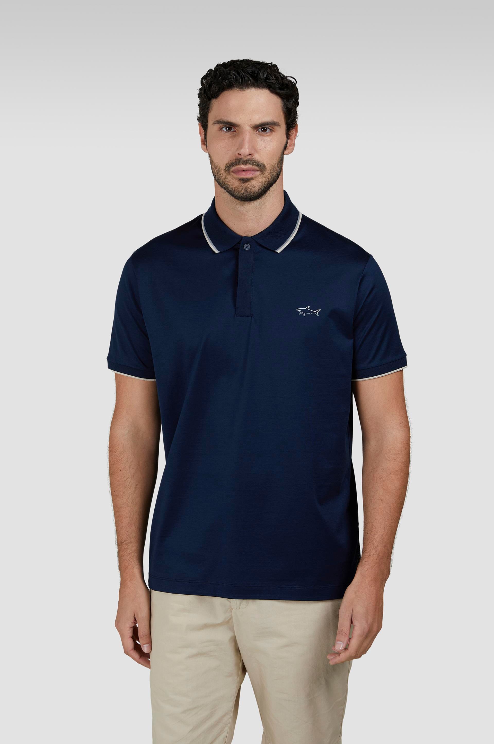 Paul Shark Paul Shark Erkek Pamuklu Marka Logolu Kısa Kollu Polo Yaka Lacivert Polo Yaka T-Shirt 25411301-013