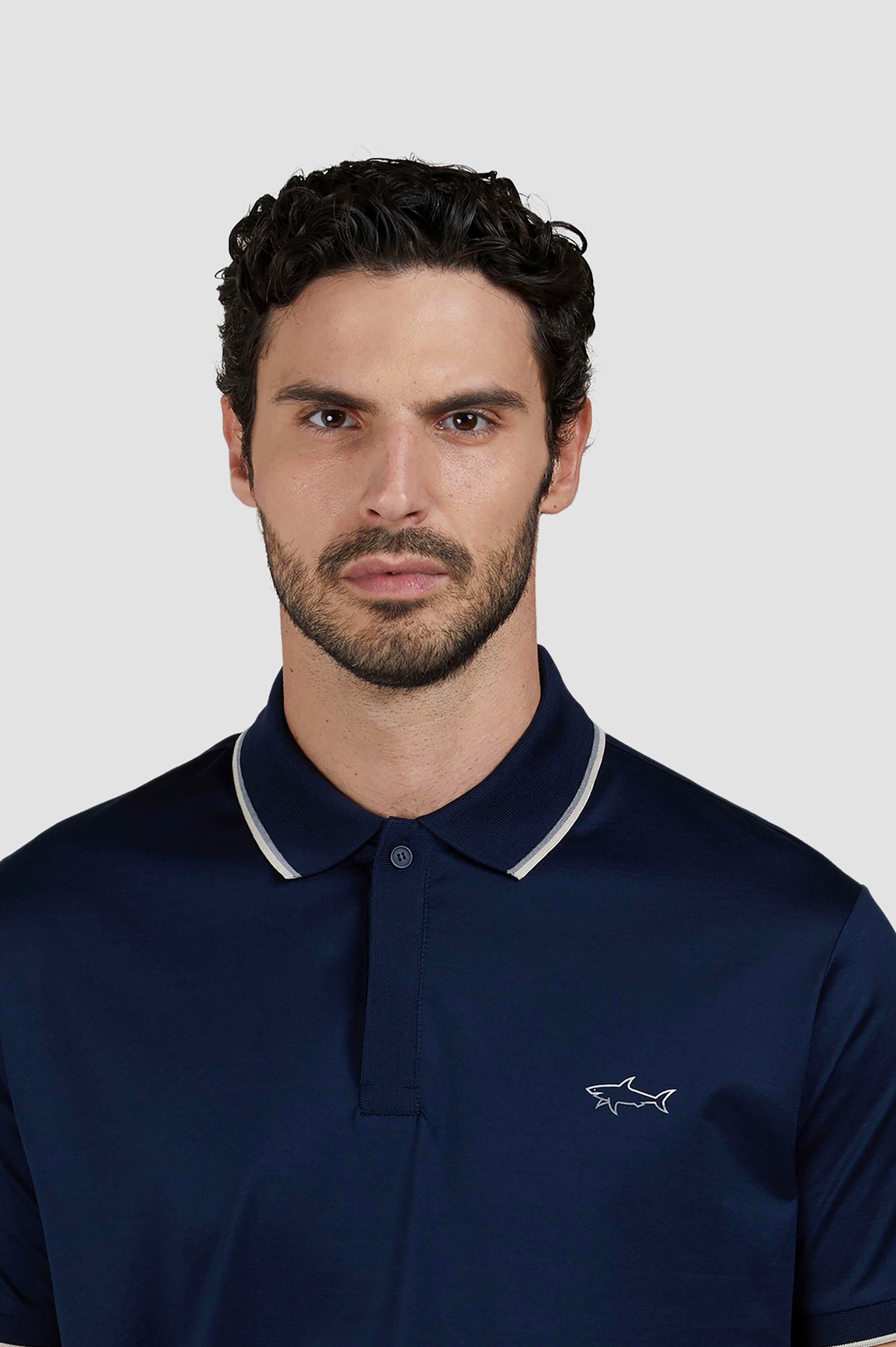 Paul Shark Paul Shark Erkek Pamuklu Marka Logolu Kısa Kollu Polo Yaka Lacivert Polo Yaka T-Shirt 25411301-013
