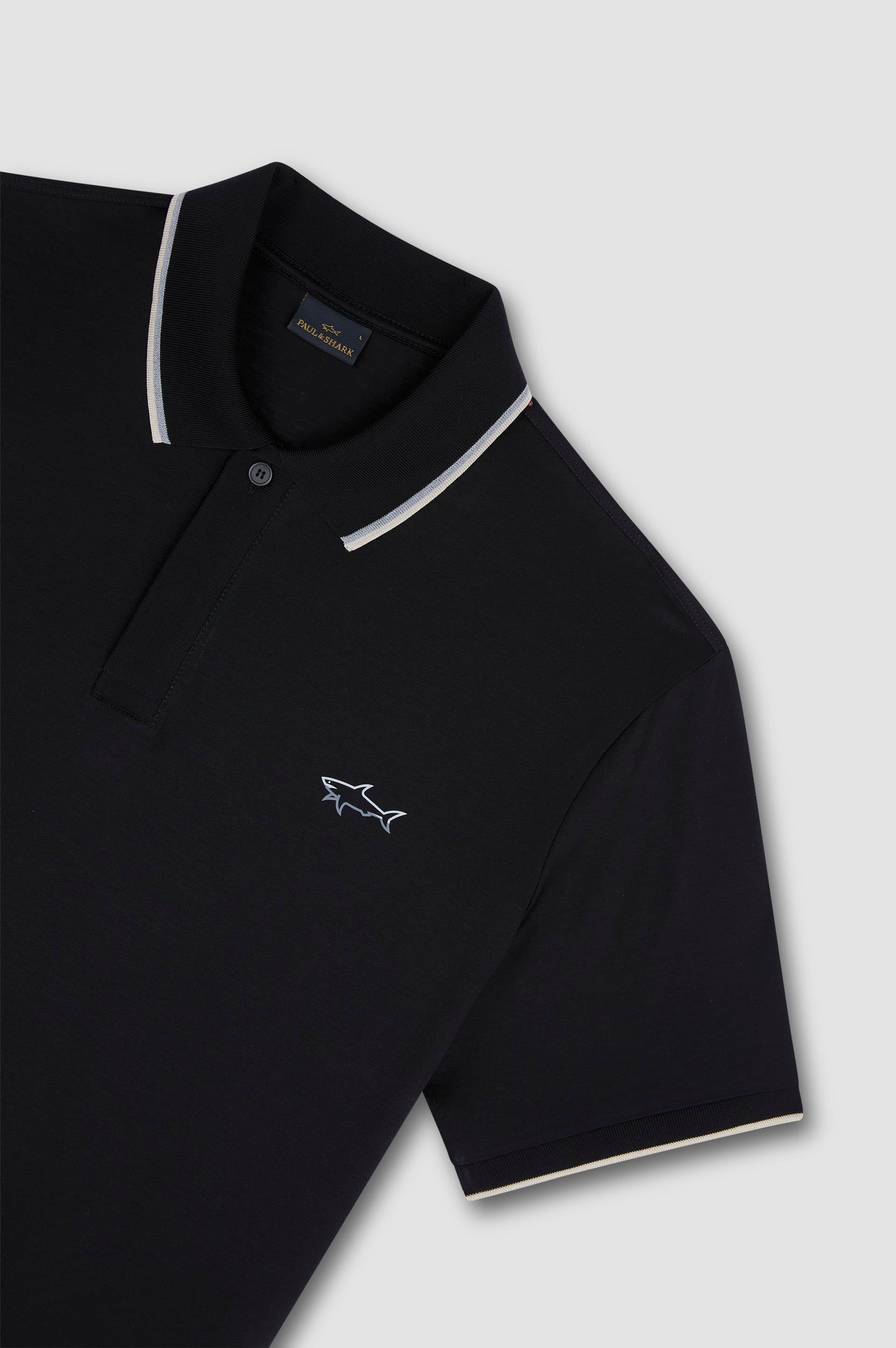 Paul Shark Paul Shark Erkek Pamuklu Marka Logolu Kısa Kollu Polo Yaka Siyah Polo Yaka T-Shirt 25411301-011