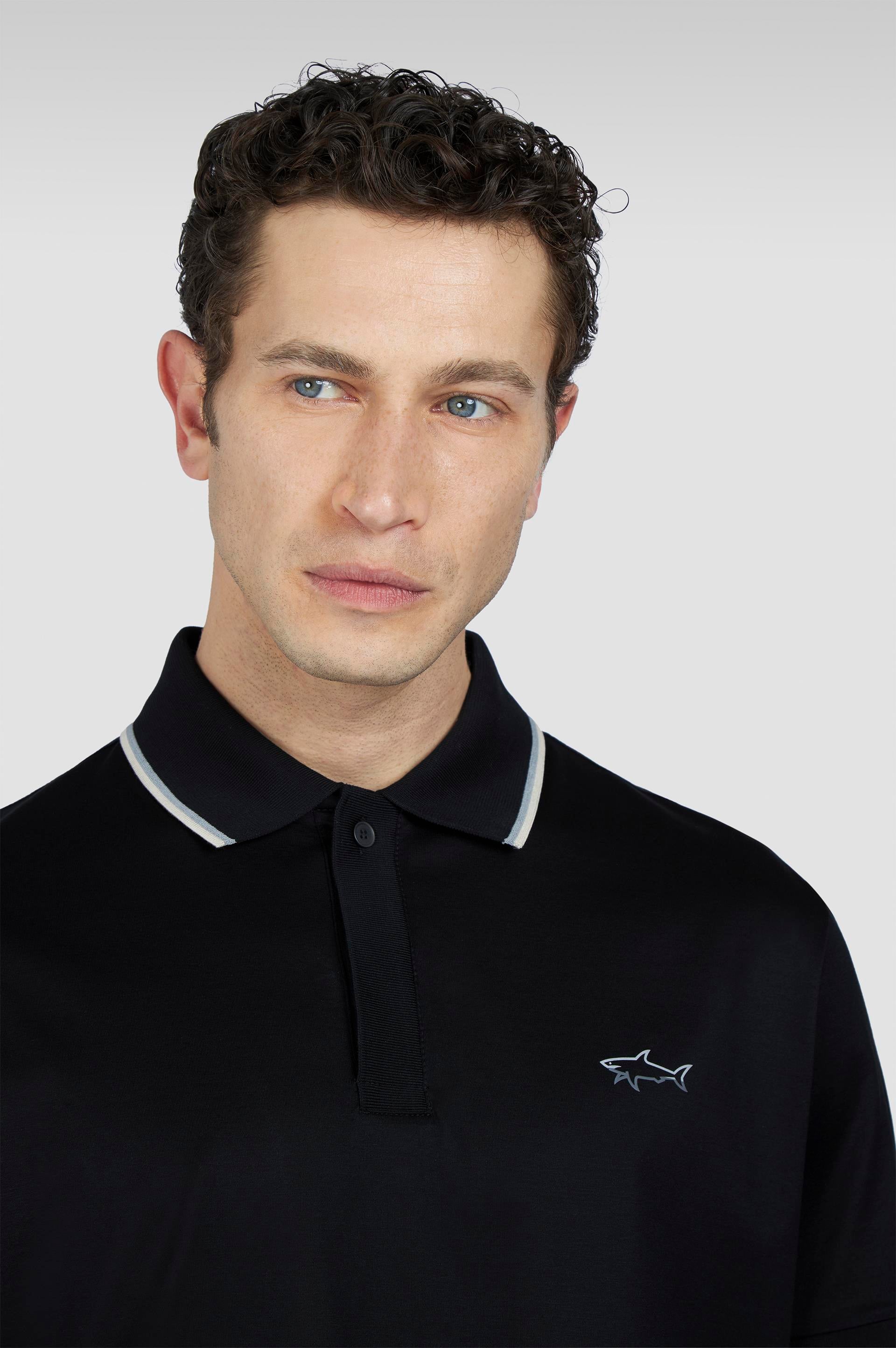 Paul Shark Paul Shark Erkek Pamuklu Marka Logolu Kısa Kollu Polo Yaka Siyah Polo Yaka T-Shirt 25411301-011