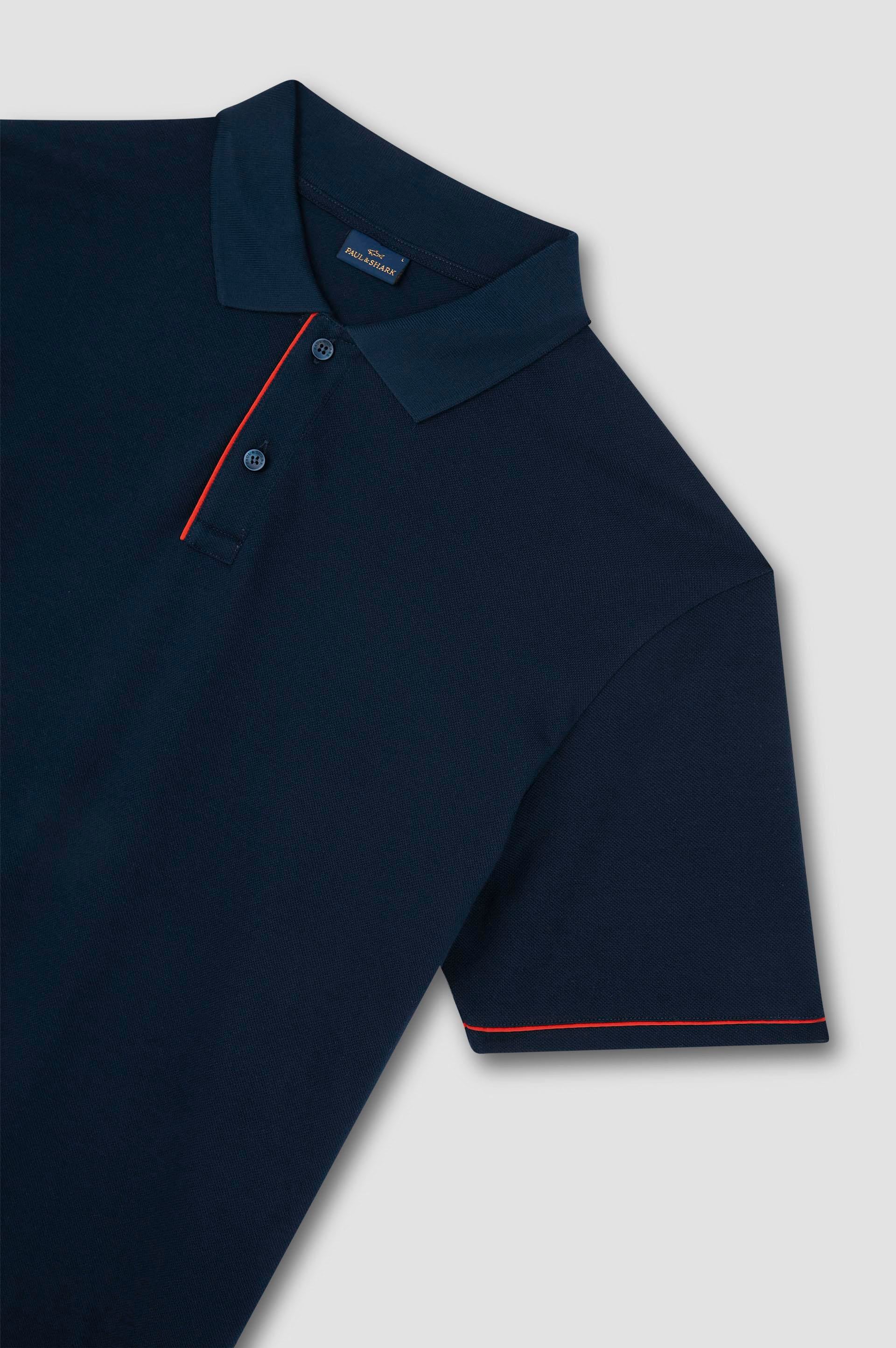 Paul Shark Paul Shark Erkek Pamuklu Normal Kalıp Kısa Kollu Lacivert Polo Yaka T-Shirt 25411323-013