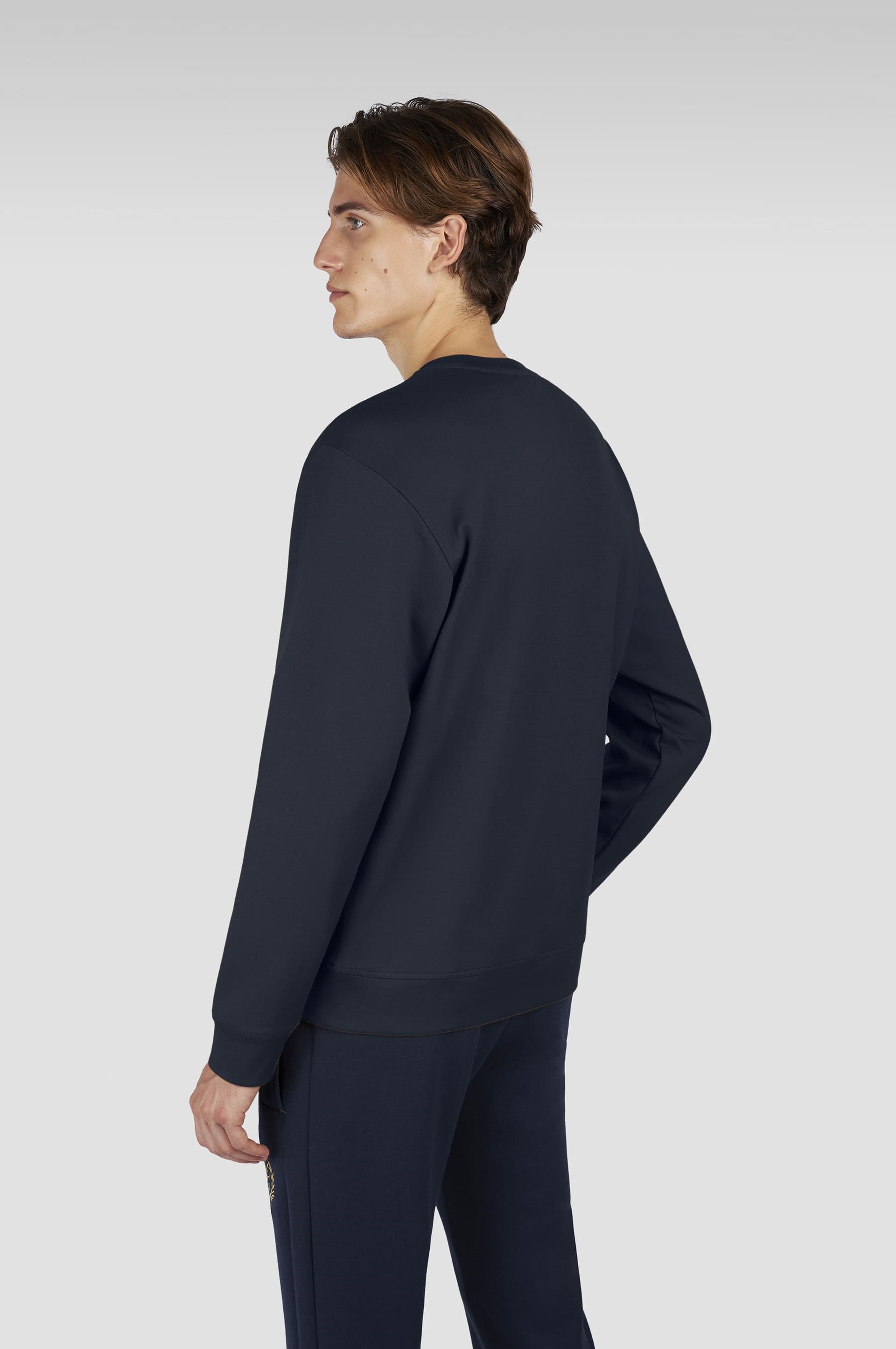 Paul Shark Paul Shark Erkek Pamuklu Önü Logo Desenli Yuvarlak Yakalı Pamuklu Uzun Kollu Lacivert Sweatshirt 15311839-050