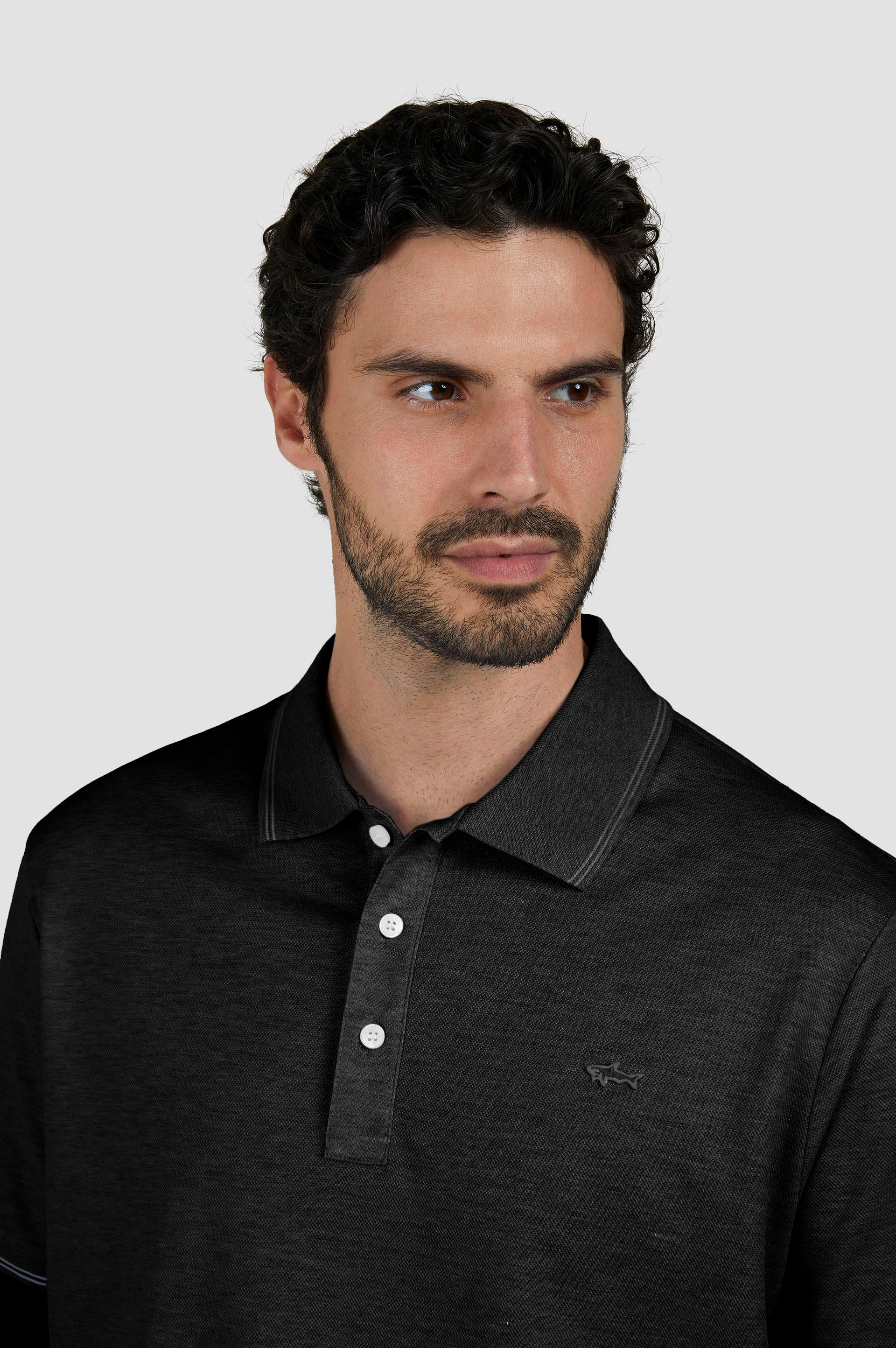Paul Shark Paul Shark Erkek Pamuklu Polo Yaka Kısa Kollu Günlük Kullanım Siyah Polo Yaka T-Shirt 24411202-011