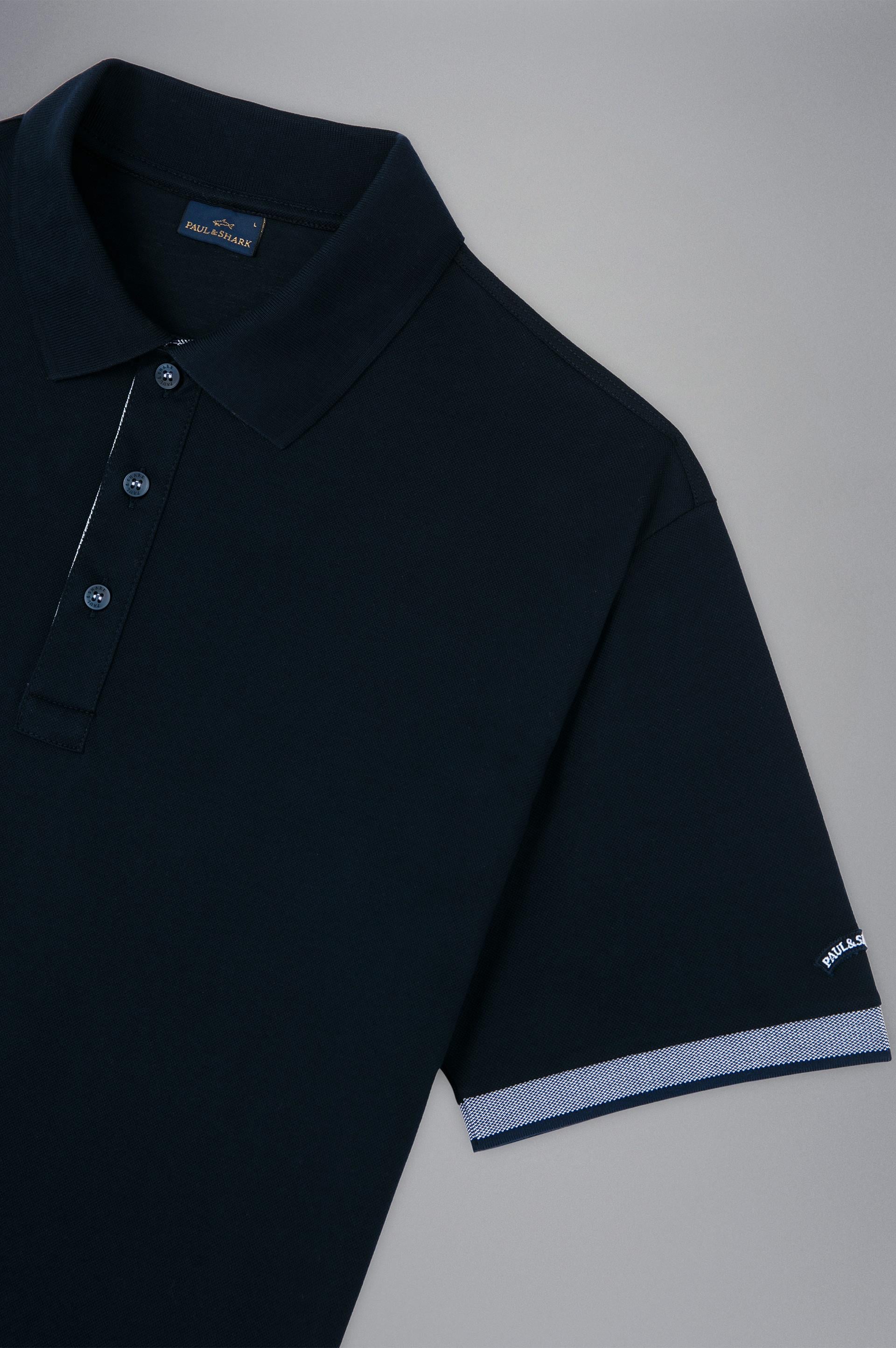 Paul Shark Paul Shark Erkek Pamuklu Polo Yakalı Düğme Kapamalı Kısa Kollu Mavi Polo Yaka T-Shirt 24411316-013