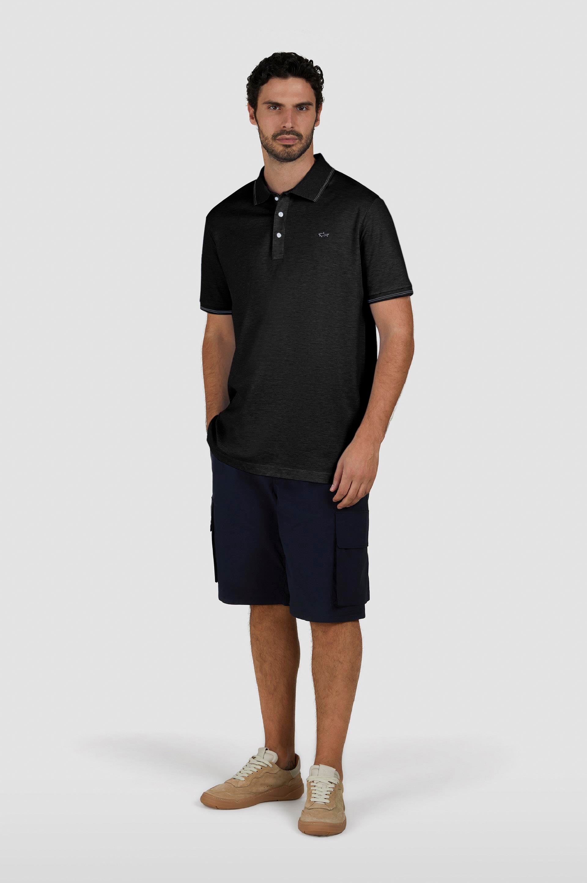 Paul Shark Paul Shark Erkek Pamuklu Polo Yaka Kısa Kollu Günlük Kullanım Siyah Polo Yaka T-Shirt 24411202-011