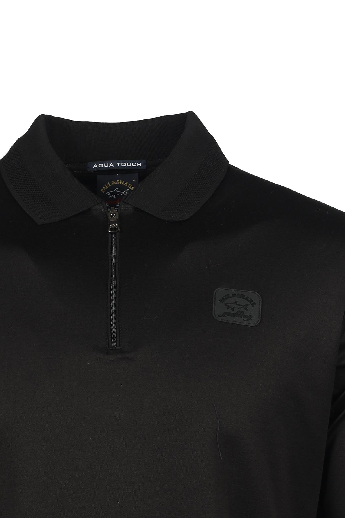 Paul Shark Paul Shark Erkek Pamuklu Polo Yaka Kısa Kollu Günlük Kullanım Siyah Polo Yaka T-Shirt 13311725A-011
