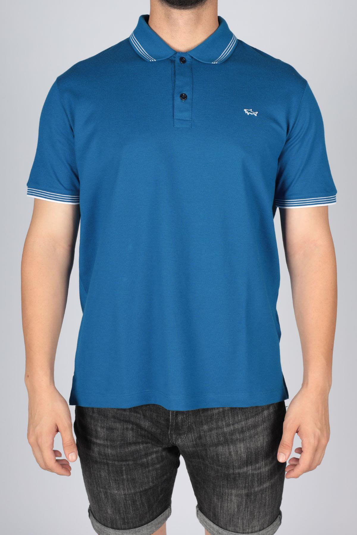 Paul Shark Paul Shark Erkek Pamuklu Polo Yakalı Rahat Kesim Günlük Kullanıma Uygun Mavi Polo Yaka T-Shirt 22411251-726