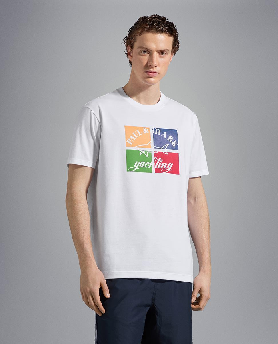 Paul Shark Paul Shark Erkek Pamuklu Regular Fit Düz Kısa Kollu Beyaz T-Shirt 23411017-010