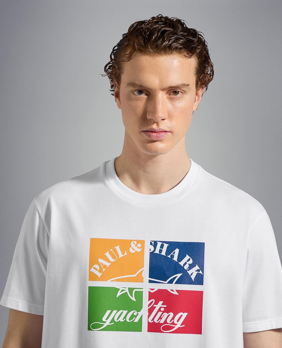 Paul Shark Paul Shark Erkek Pamuklu Regular Fit Düz Kısa Kollu Beyaz T-Shirt 23411017-010