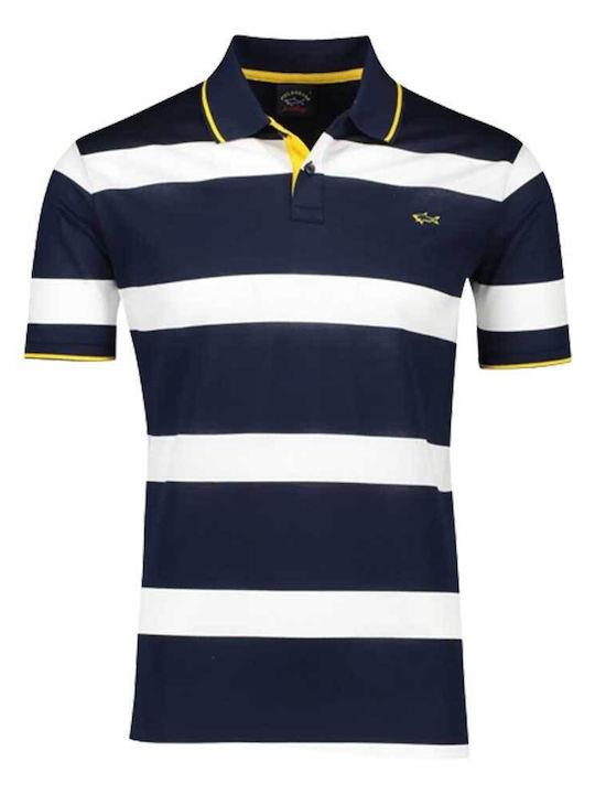Paul Shark Paul Shark Erkek Pamuklu Regular Fit Çizgili Kısa Kollu Lacivert-Beyaz Polo Yaka T-Shirt 23411289-229